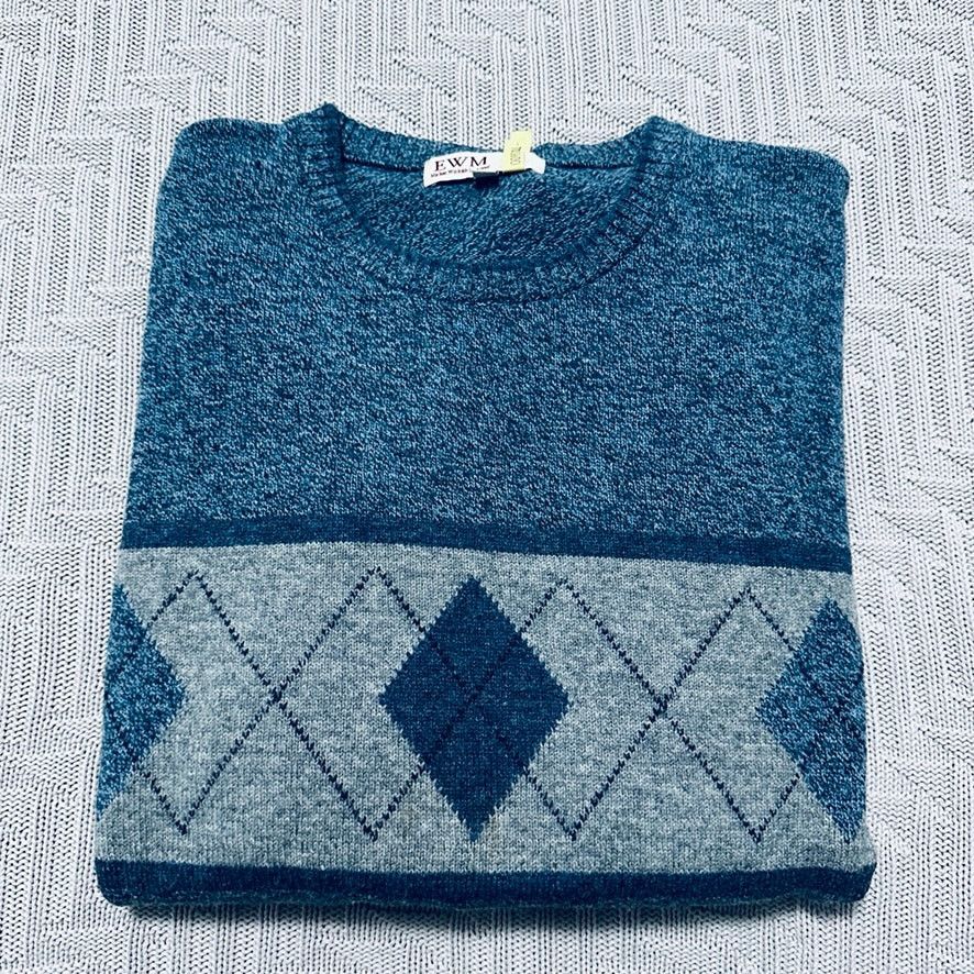 Vintage Vintage lambswool 90s blue sweater Size US L / EU 52-54 / 3 - 1 Thumbnail