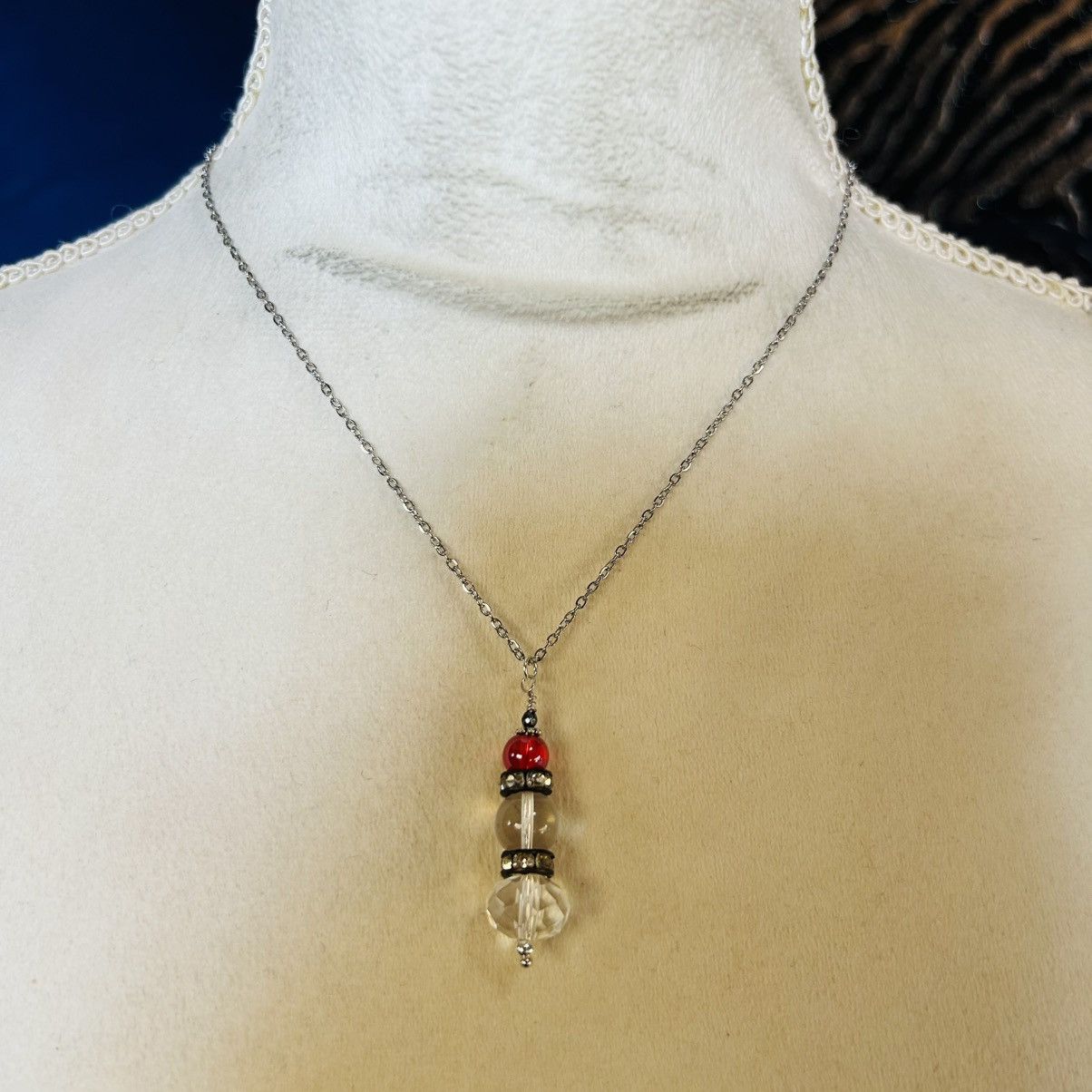 Handmade Handcrafted faceted glass rhondelle hematite necklace Size ONE SIZE - 2 Thumbnail