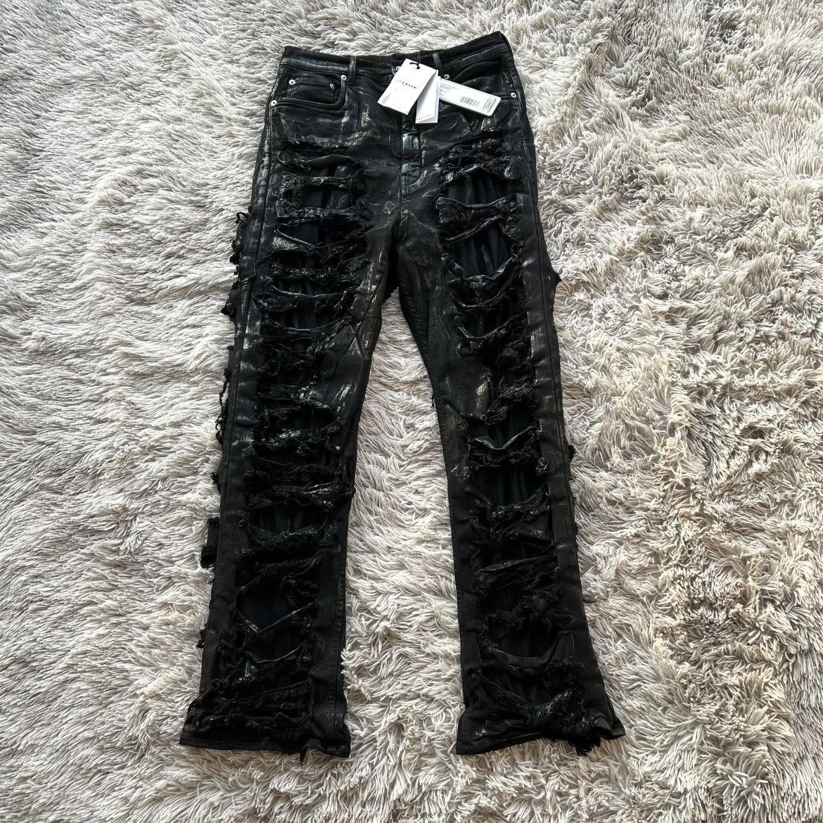 image of Rick Owens Drkshdw Destoryed Geth Cut Denim in Black, Men's (Size 31)