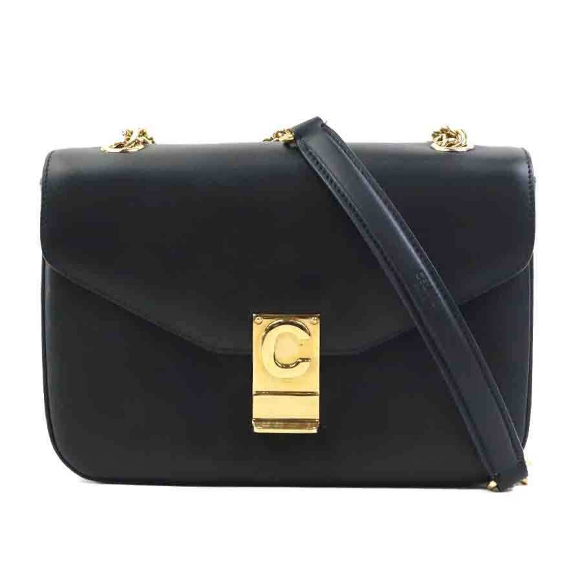 Celine Celine Small C Bag Shoulder in Leather, Metal, Black, and Gold, Women's, e61112a Size ONE SIZE - 1 Thumbnail