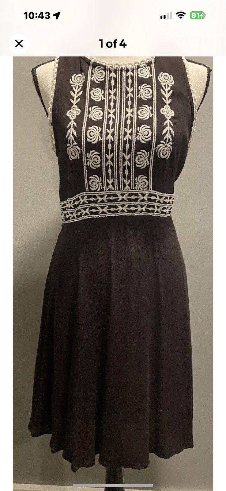 Other Brown Sleeveless Embroidered Dress Size M / US 6-8 / IT 42-44 - 1 Thumbnail