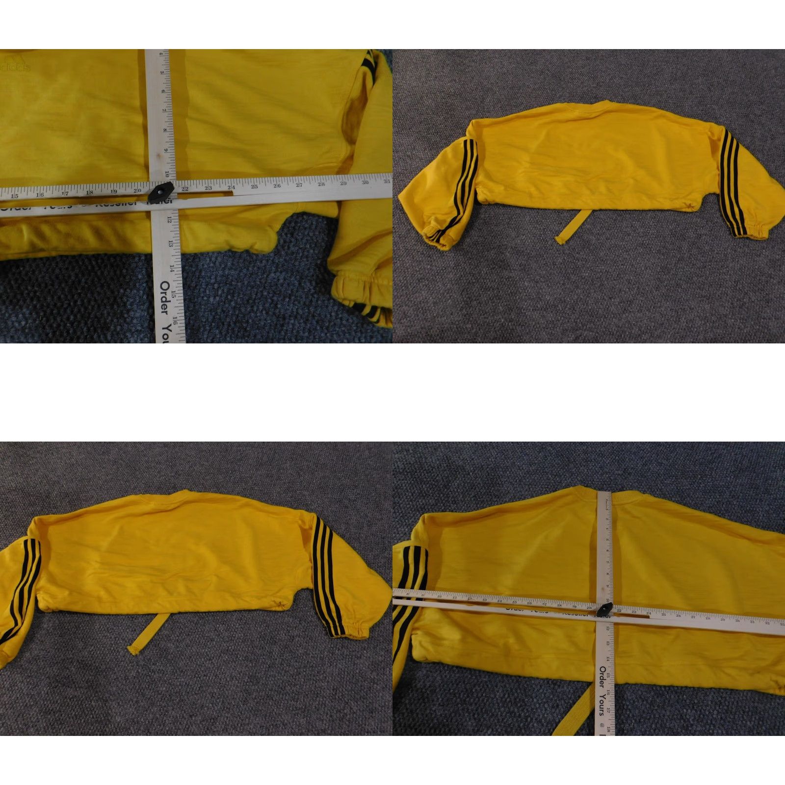 Adidas Adidas Sweatshirt Womens Small Yellow Cropped 3-Stripes Drawstring Crewneck Size S / US 4 / IT 40 - 8 Thumbnail