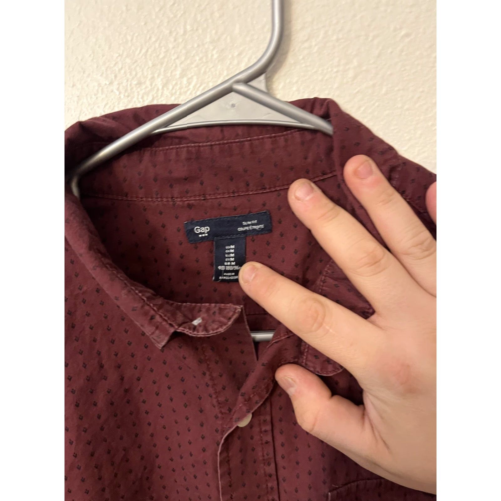 Gap Gap Button Up Shirt Mens Size M Maroon Polka Slim Fit Long Sleeve Shirt Size US M / EU 48-50 / 2 - 2 Thumbnail