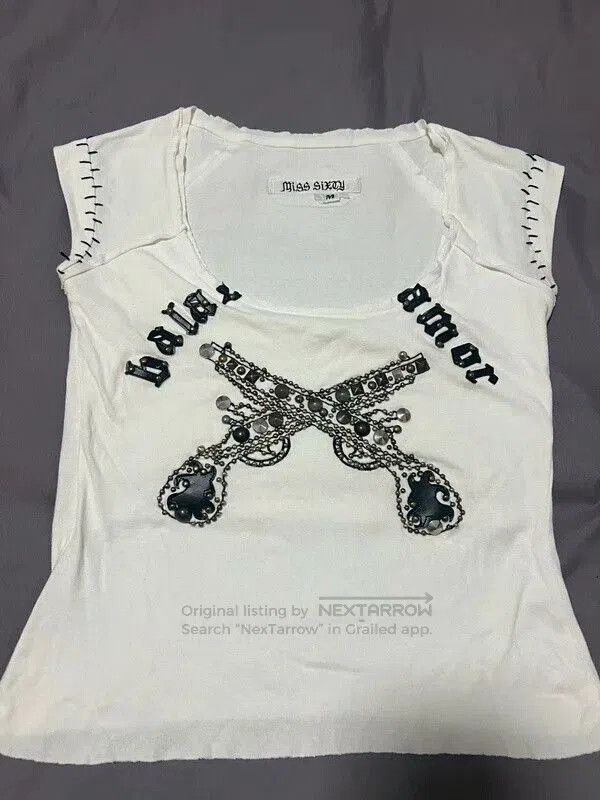 Miss Sixty Miss Sixty Rivet Bead Short Sleeve Vest. Size M / US 6-8 / IT 42-44 - 1 Thumbnail