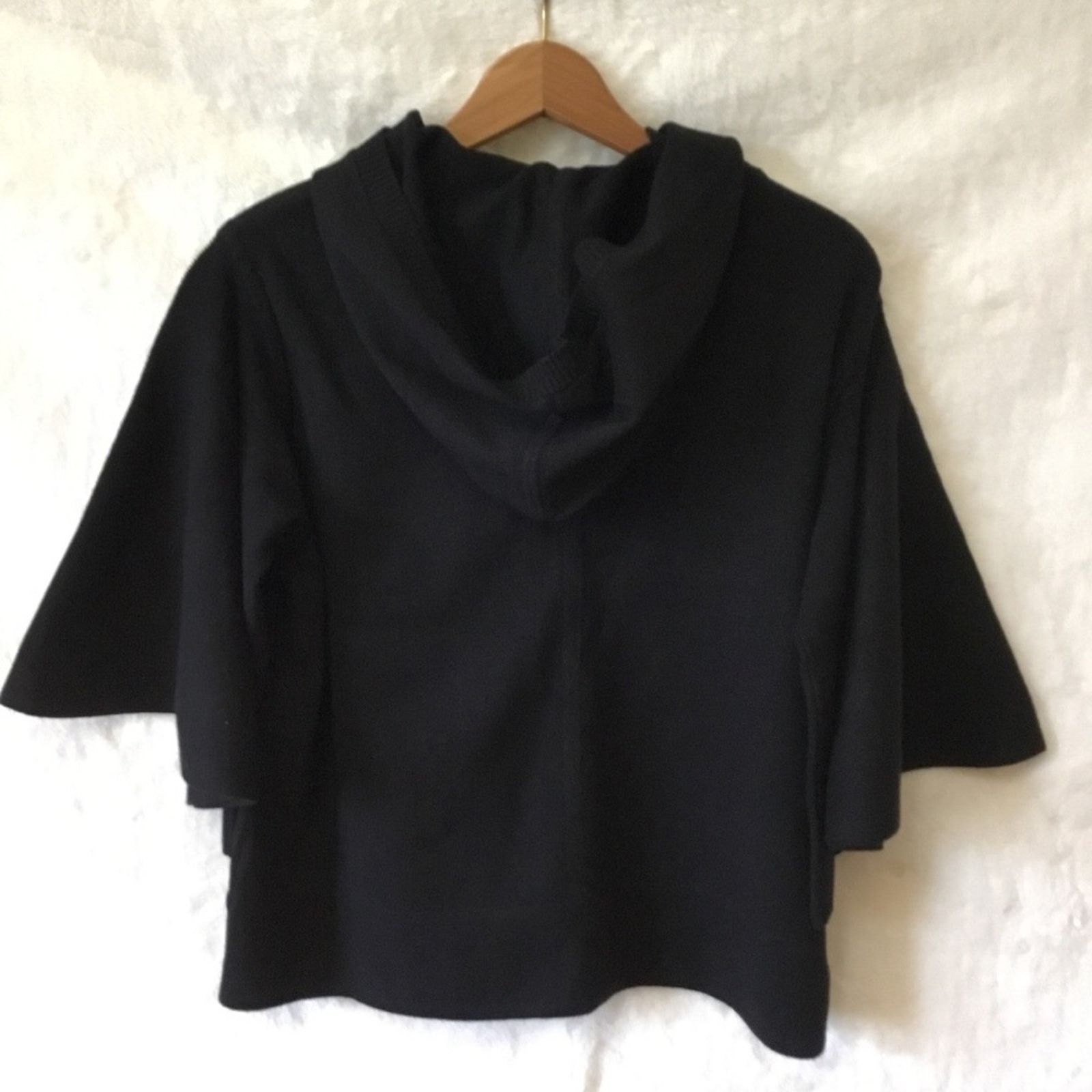 Anthropologie Maeve Black Crop Hoodie Sweater with Cape Sleeves Size S / US 4 / IT 40 - 7 Thumbnail
