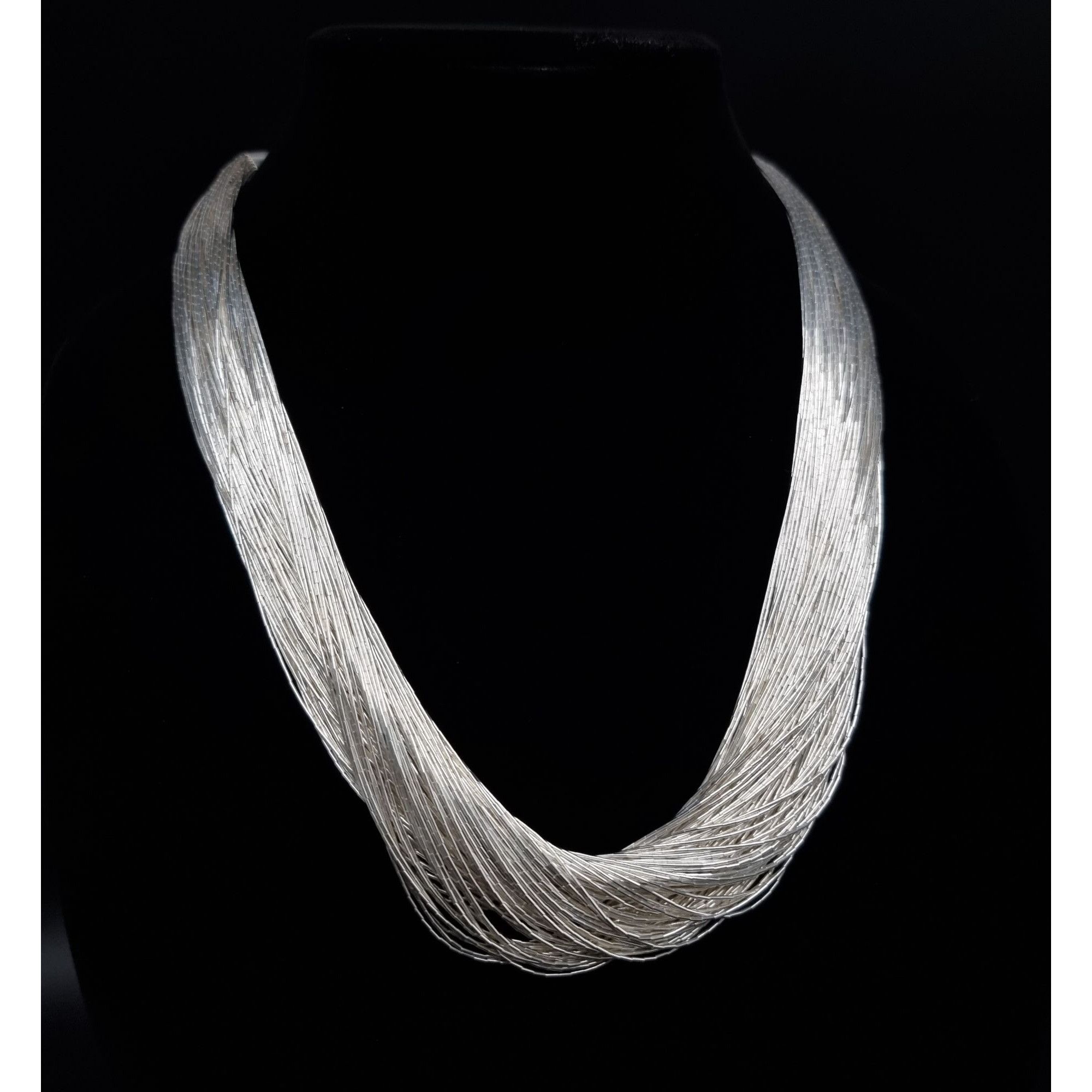 Vintage NEW 100 Strand Liquid Sterling Silver Necklace With Lobster Size ONE SIZE - 2 Thumbnail