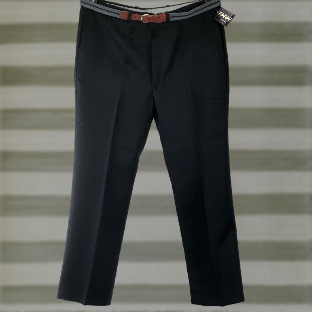 Farah Pants Slacks 40x30 Blue Flat Front Side Pockets Belt Dress Pants Men 40 in Inseam 30 in NWT CareerCity Modern Business