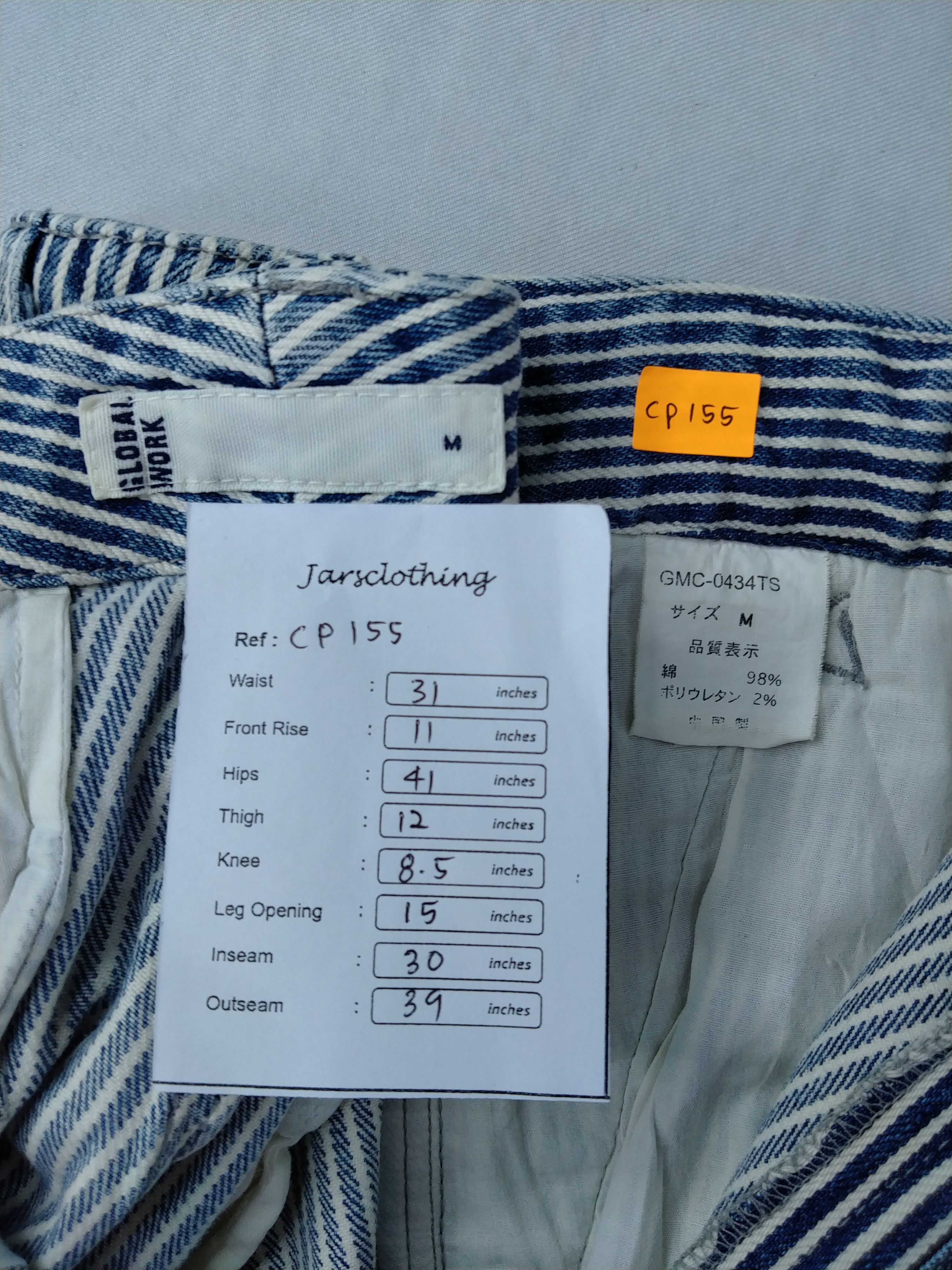 Japanese Brand Global Work Stripes Cargo Multi Pocket Pants -CP155 Size US 31 - 7 Thumbnail
