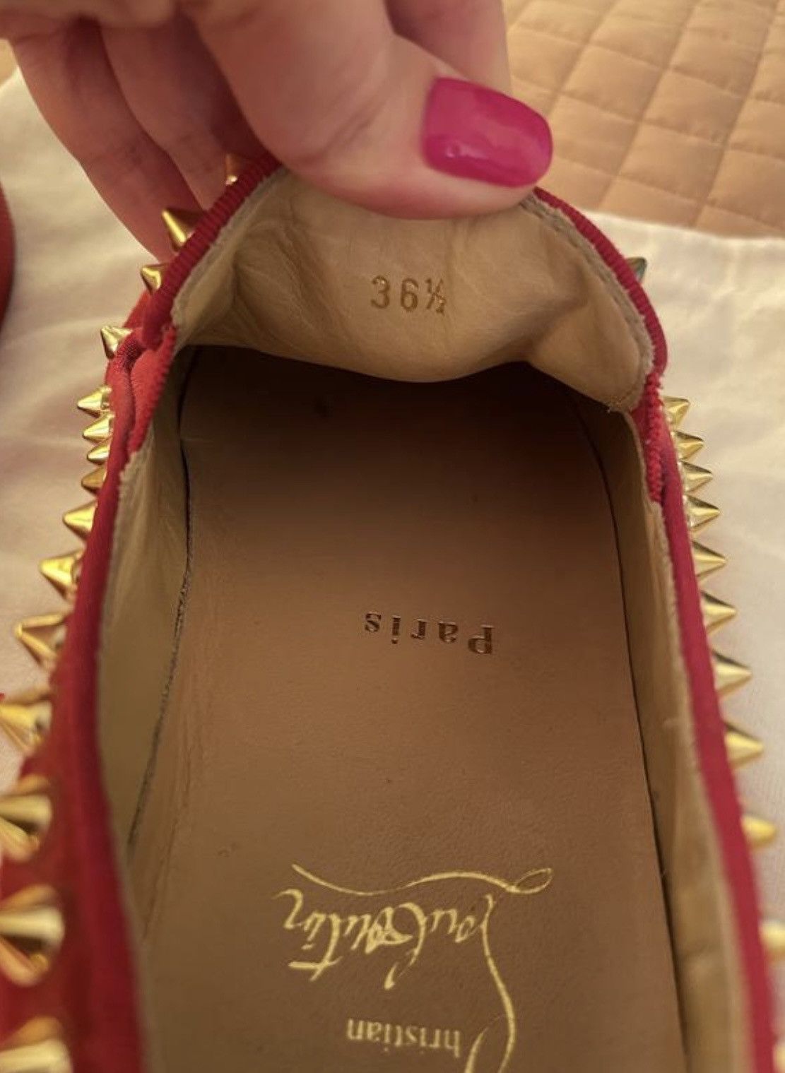 Christian Louboutin Christian Louboutin Red Suede Pik Boat Slip On Sneakers Size US 6 / IT 36 - 9 Thumbnail