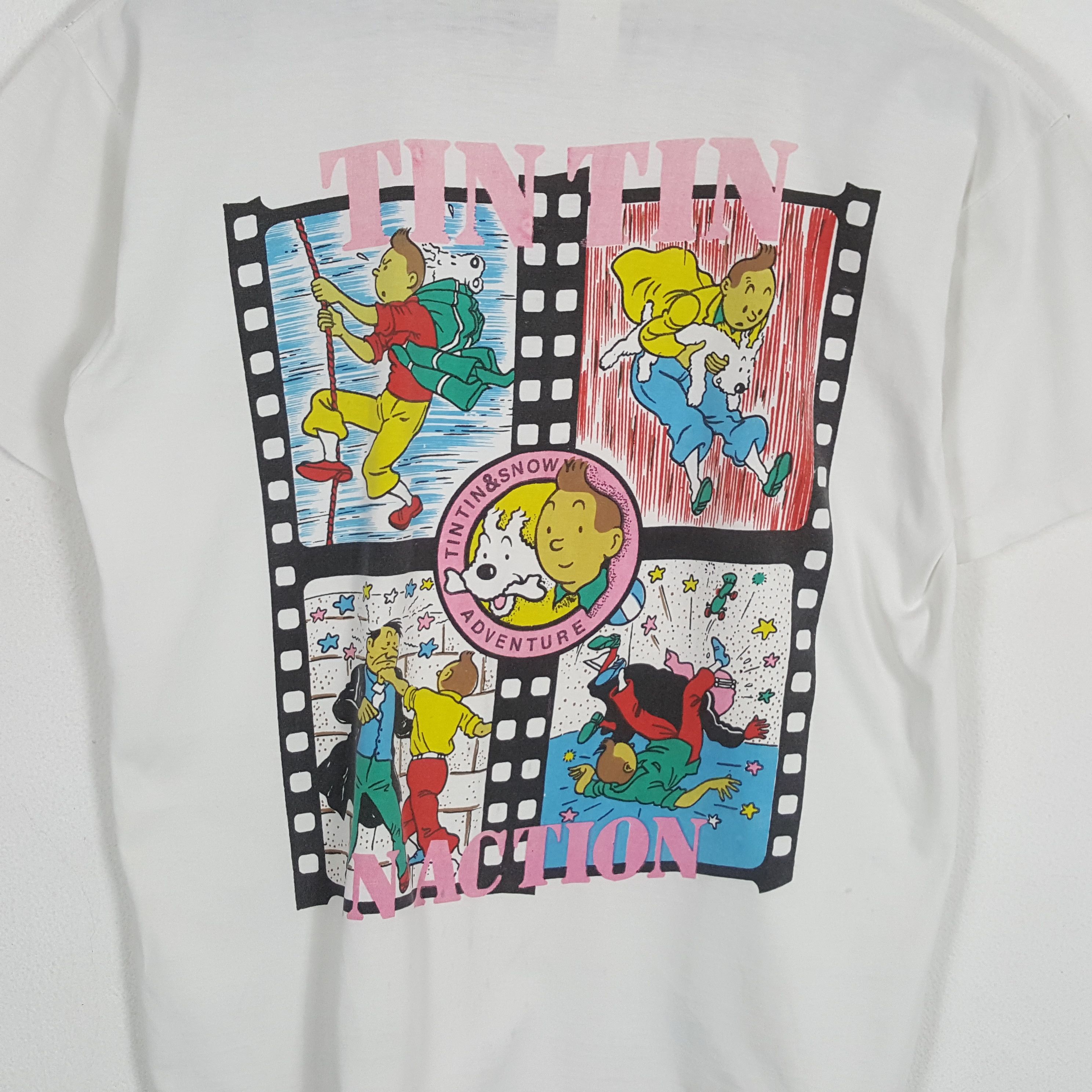 Vintage ADVENTURE OF TINTIN Cartoon Streetwear Tshirt Size US L / EU 52-54 / 3 - 2 Thumbnail