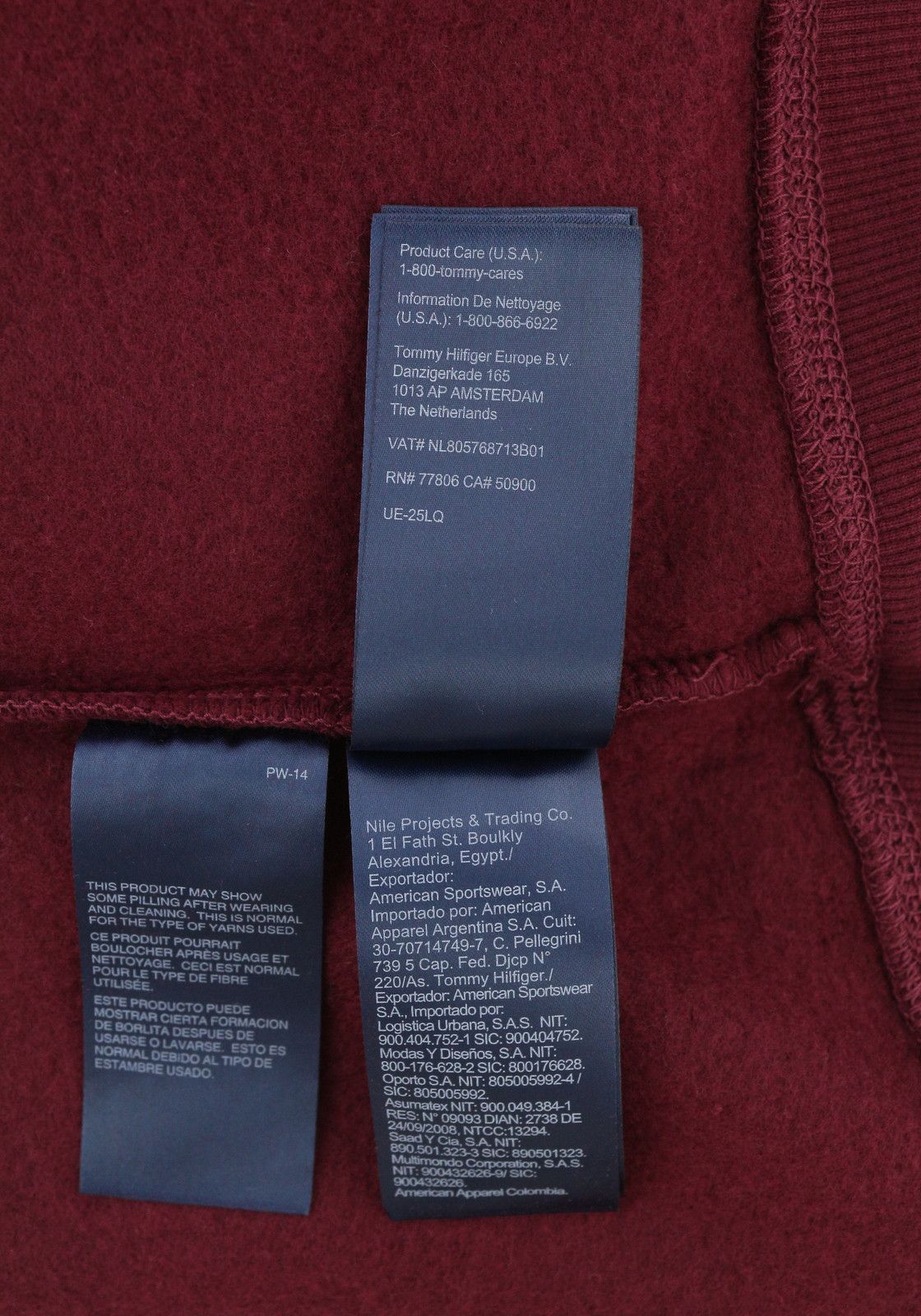 Tommy Hilfiger REQ LINEAR L Burgundy Kangaroo Pocket Pullover Top 85173 Size US L / EU 52-54 / 3 - 9 Thumbnail