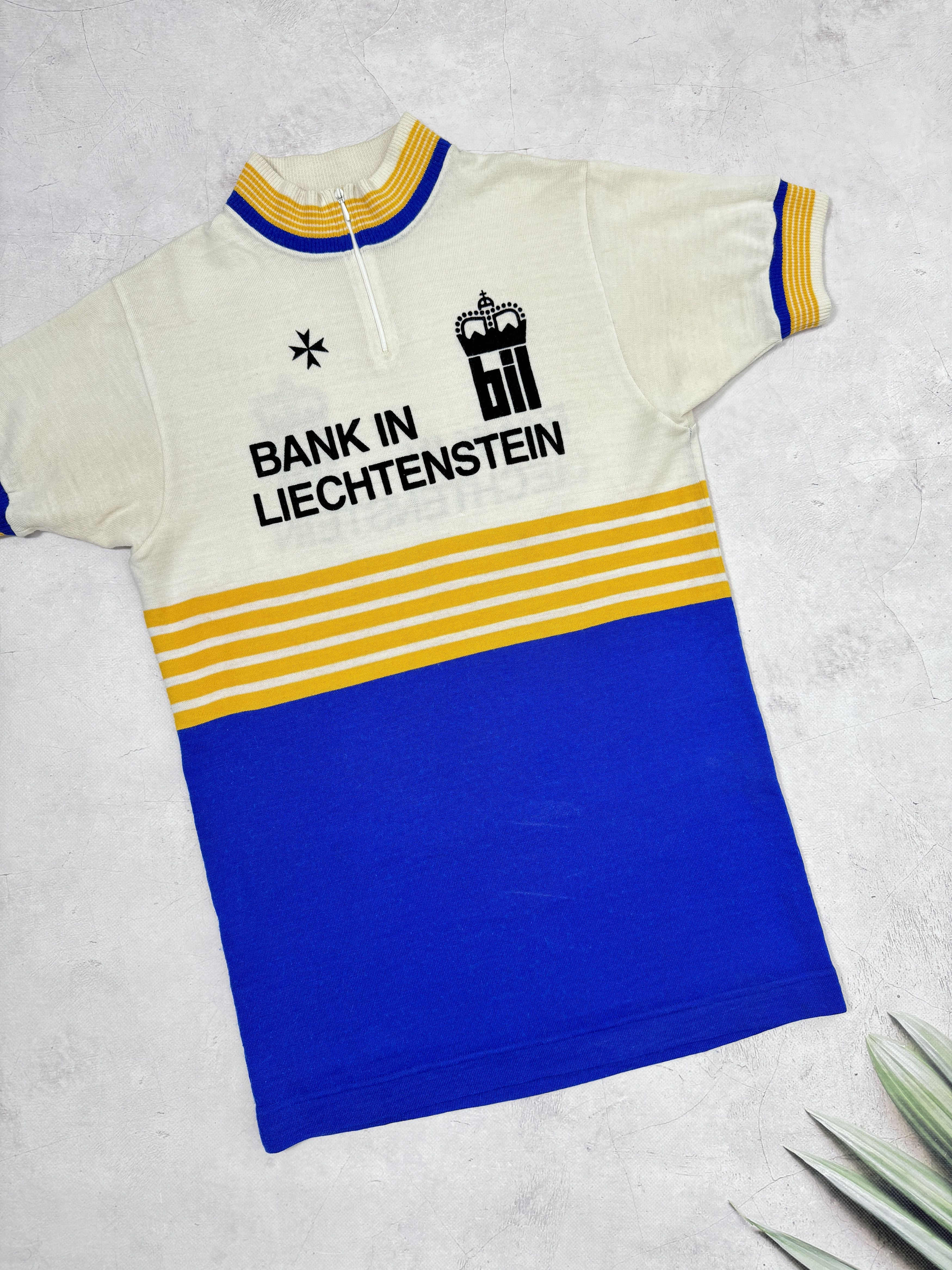 Vintage 70s Bank in Liechtenstein Cycling Jersey by Befa Sport Size US M / EU 48-50 / 2 - 4 Thumbnail