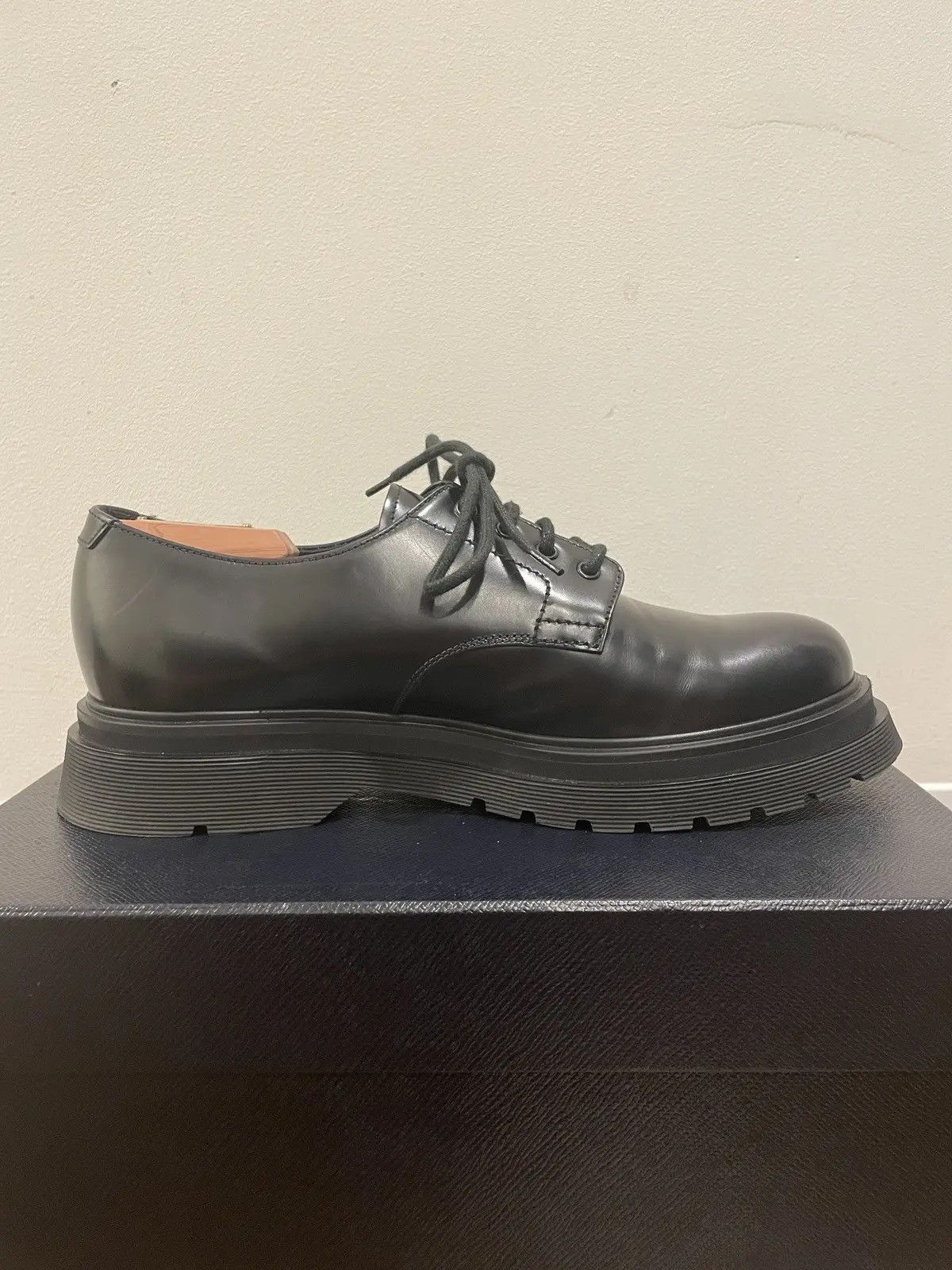 Prada Black Leather Chunky Platform Lace-up Derbys Size US 9 / EU 42 - 2 Thumbnail