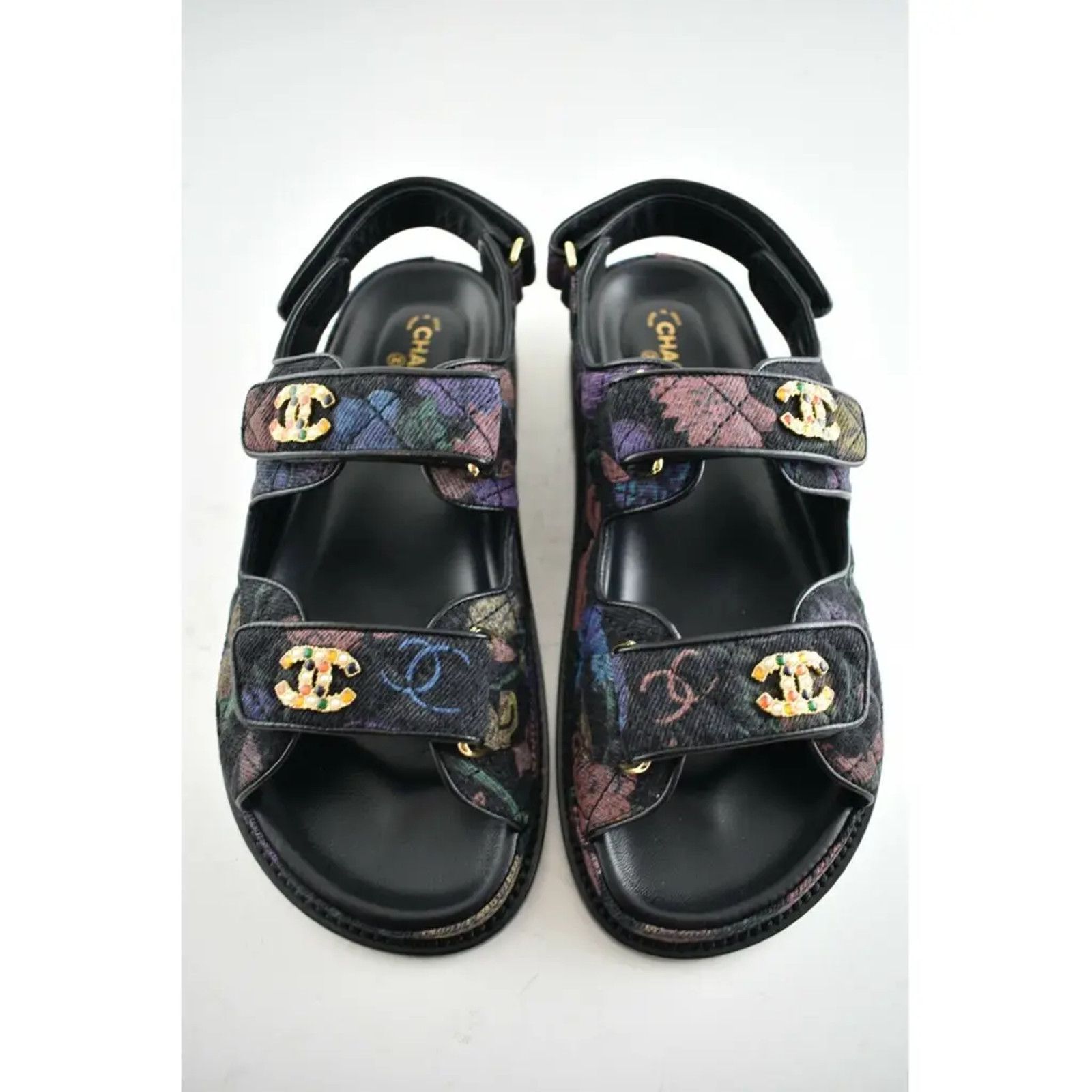 Chanel Chanel 21A Black Denim Graffiti CC Logo Mule Slide Strap Size US 6.5 / IT 36.5 - 7 Thumbnail