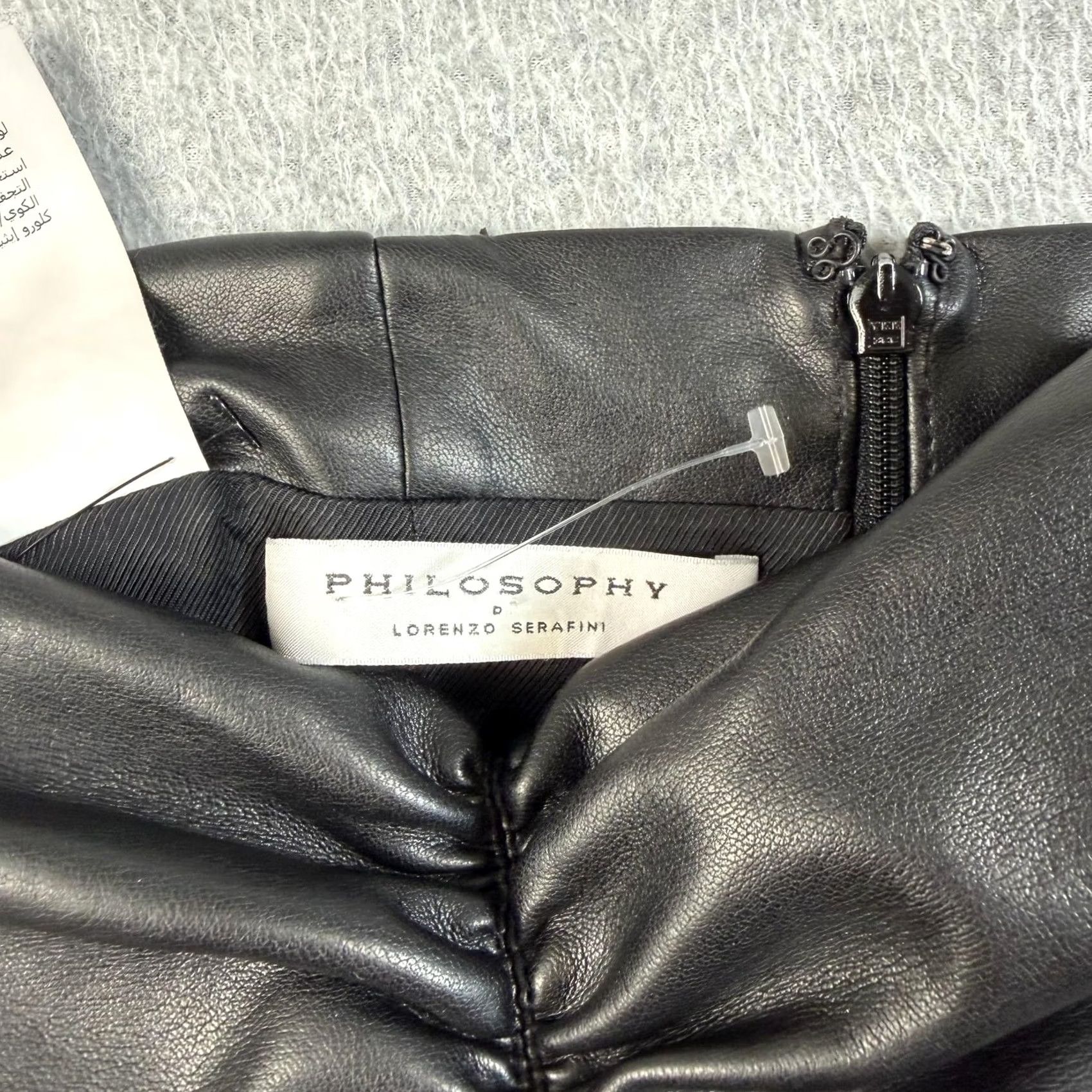 Philosophy di Lorenzo Serafini PHILOSOPHY di Lorenzo Serafini Skirt Women 4 Black Faux Leather Midi Trumpet Zipper Ruffle Party Cocktail Gothic Vintage No Boots Size 27" / US 4 / IT 40 - 3 Thumbnail