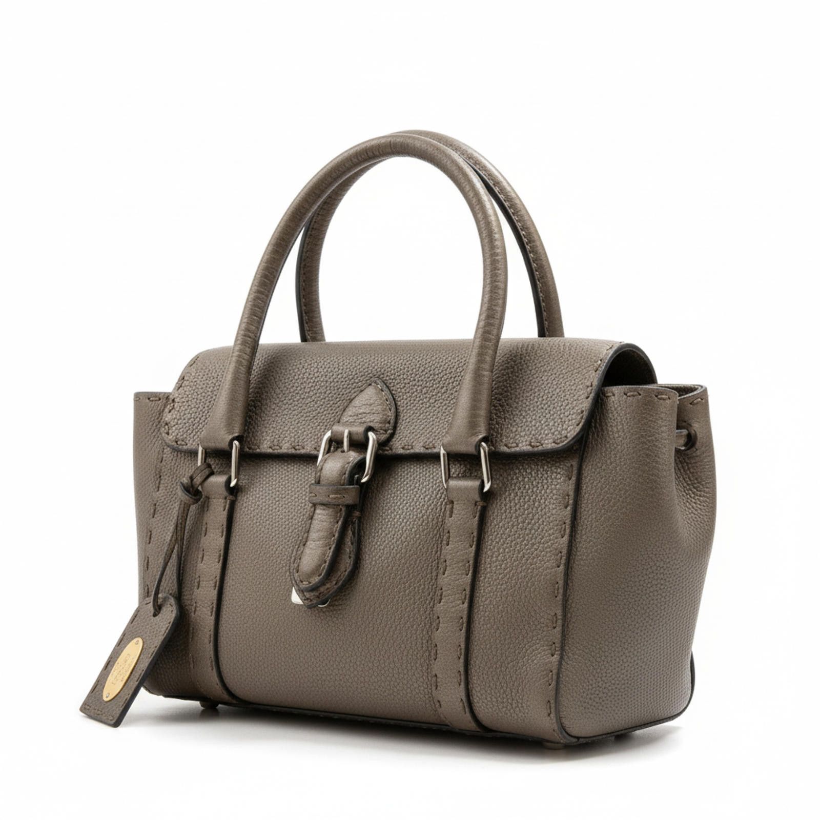 Fendi Fendi - Selleria Small Leather Handbag Taupe Size ONE SIZE - 1 Thumbnail