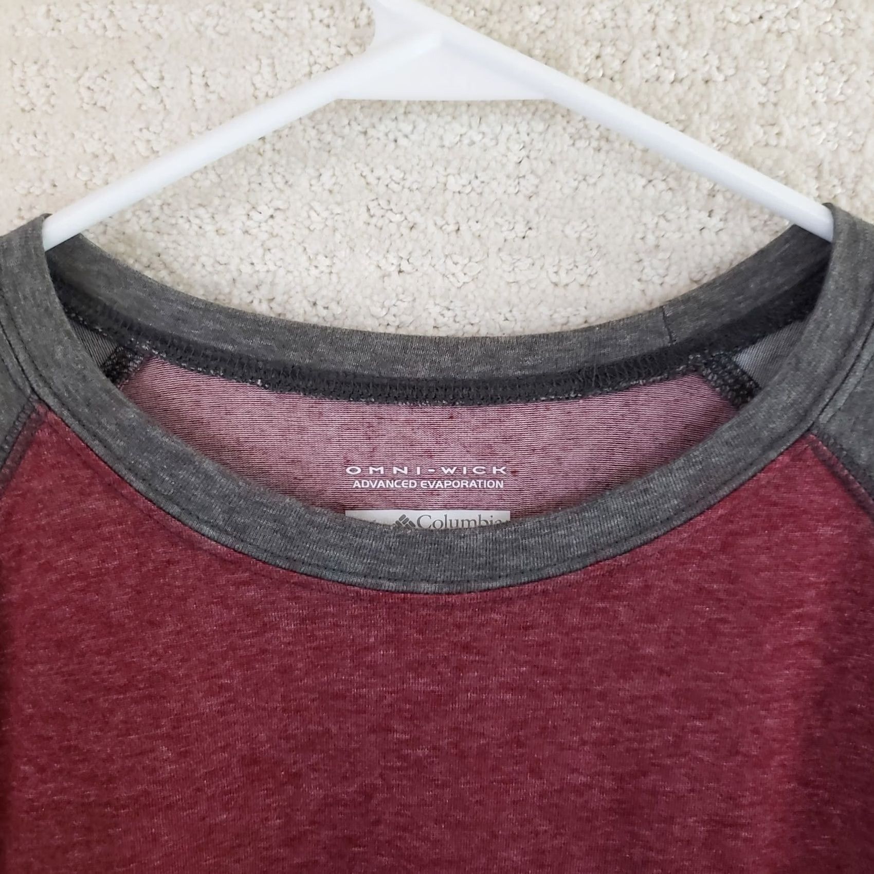 Vintage Columbia Men’s Omni-Wick Baseball Tee Long Sleeve Shirt Heather Red Gray XL Size US XL / EU 56 / 4 - 5 Thumbnail
