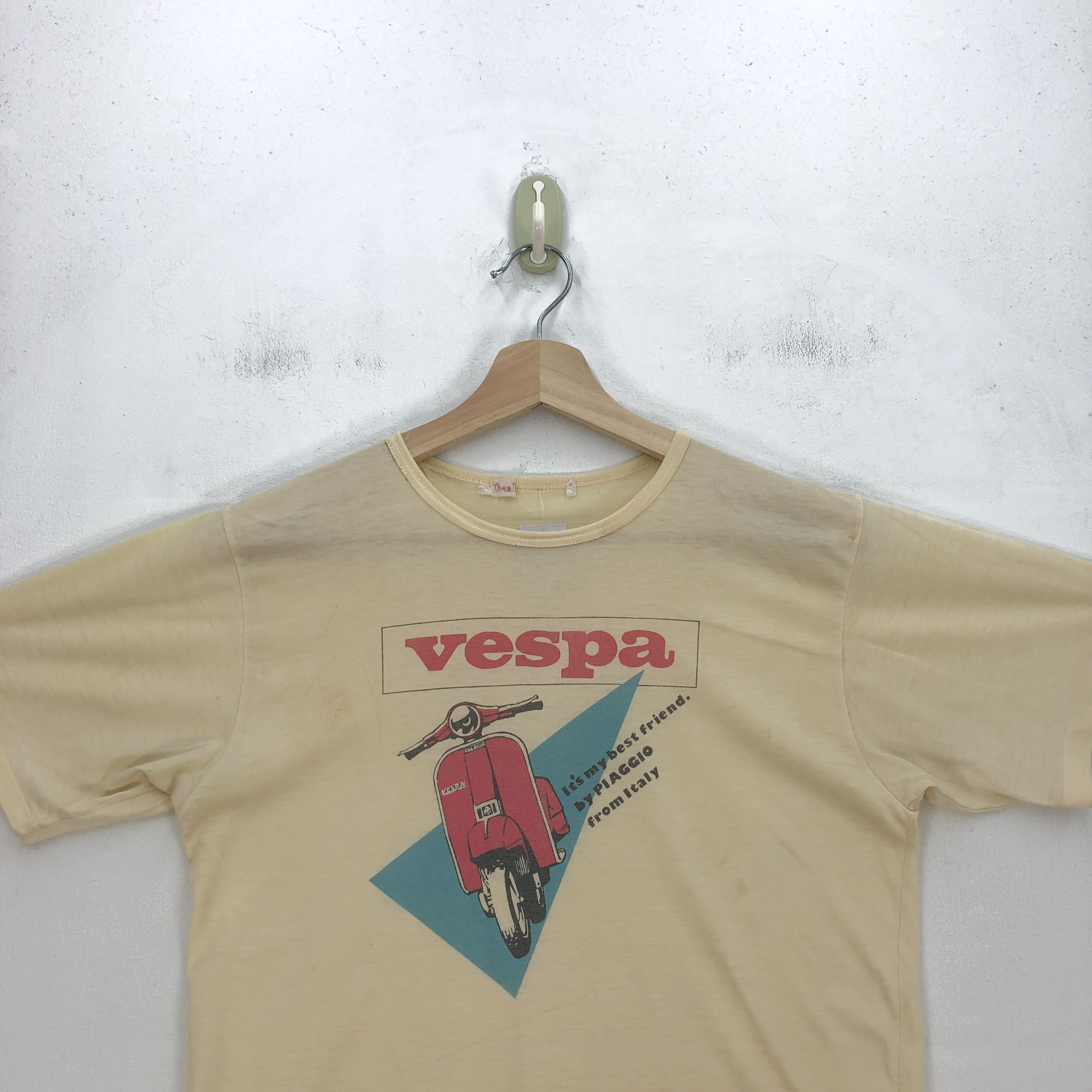 Japanese Brand Vintage 80s Vespa TShirt Motorcycle Piaggio Italy Racing Tee Size US S / EU 44-46 / 1 - 2 Thumbnail