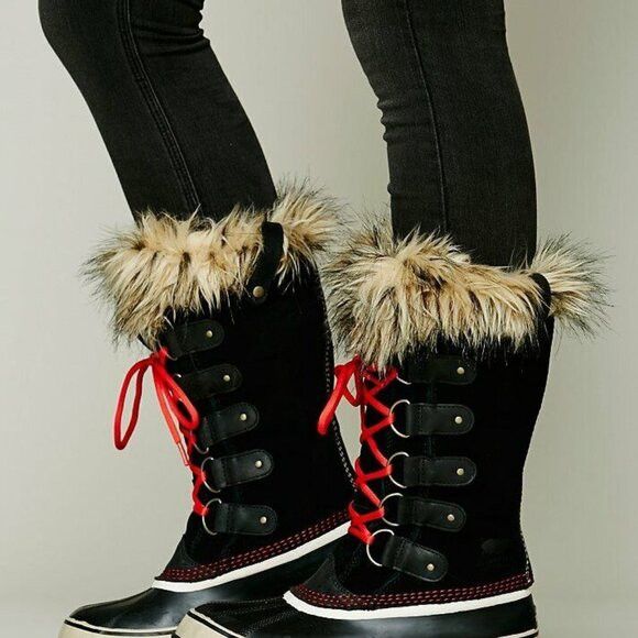 Sorel Sorel Joan Of Arctic Boot In Black Red Grailed