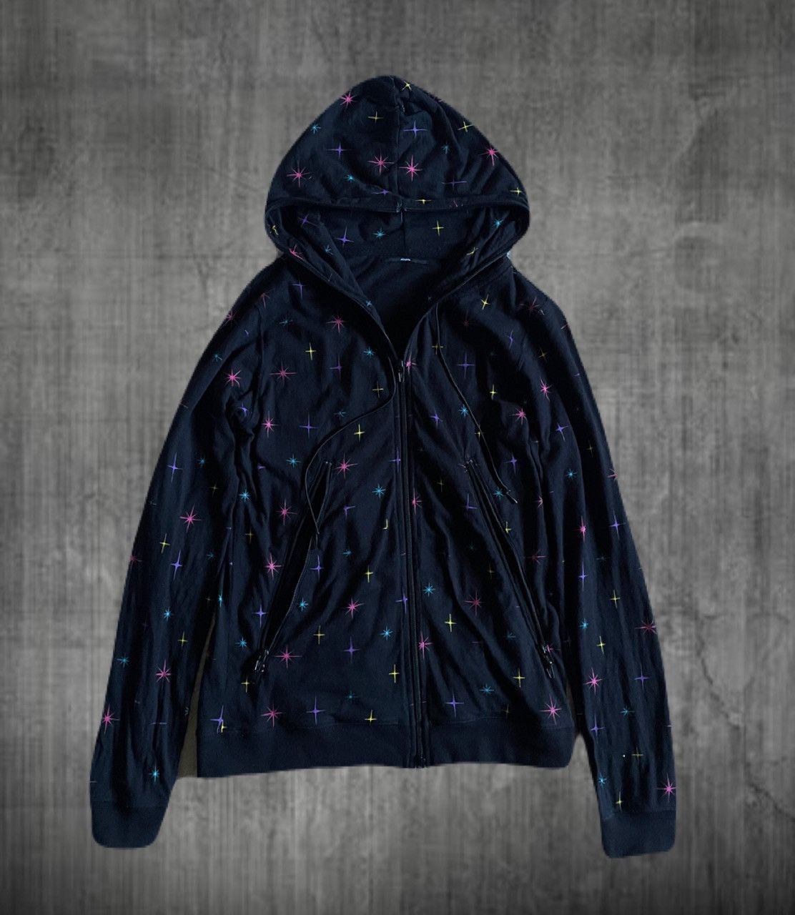 Japanese Brand 2000s Japanese Archive UNKNOWN Vkei Star Zip Hoodie Y2K ...