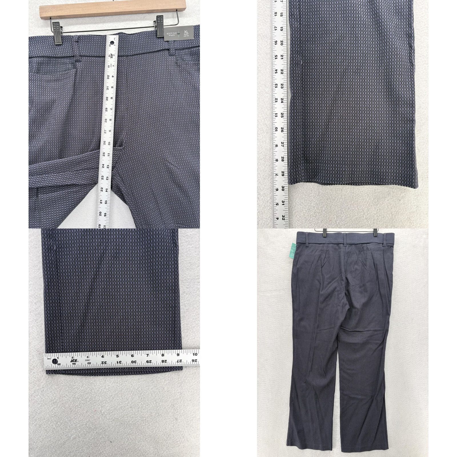 Vintage Maurices Boot Cut Bengaline Pants Womens XL Short Blue Geometric Stretch NWT Size 40" / US 18 - 8 Thumbnail