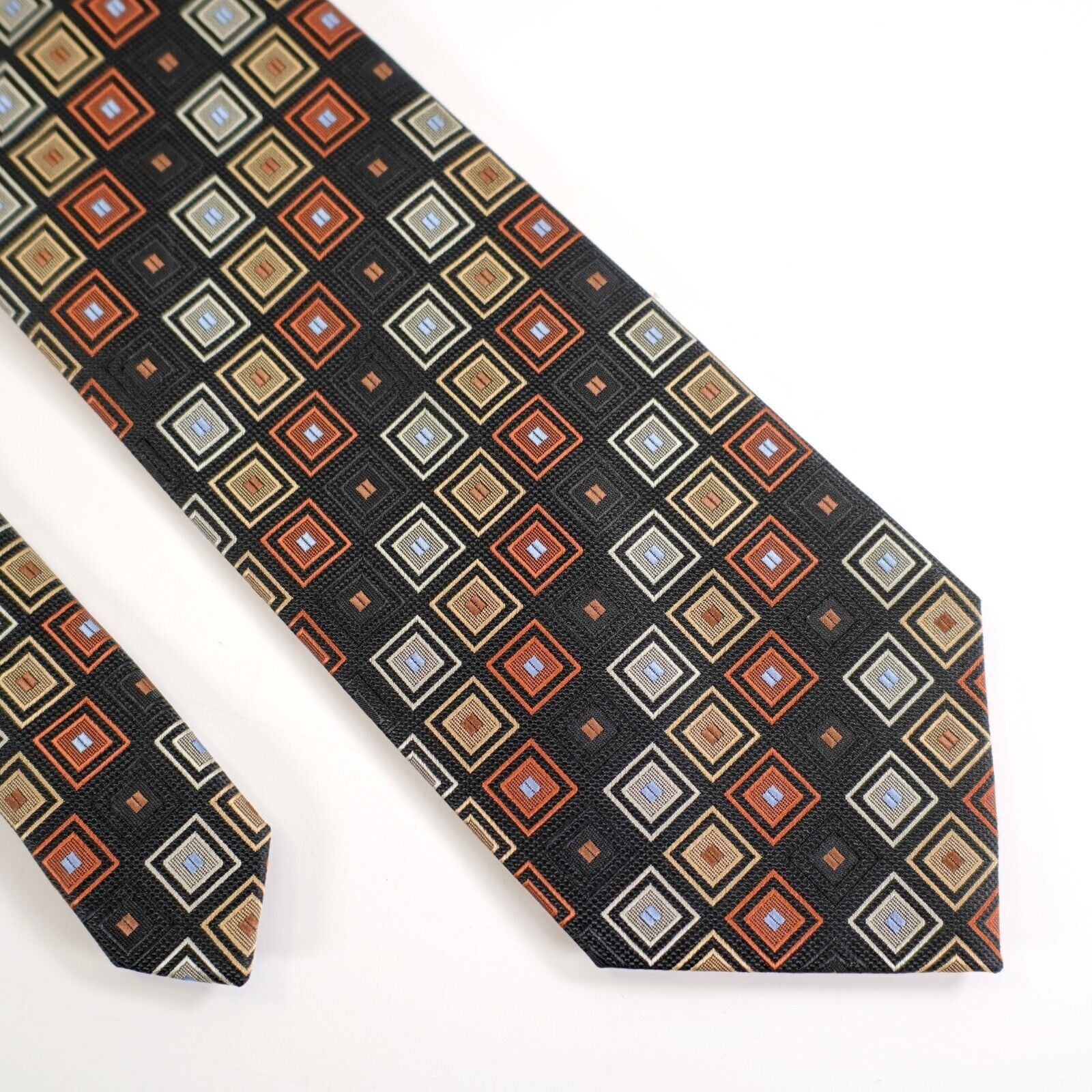 Vintage Chereskin Black Tan Brown Geometric Polyester Short Tie Size ONE SIZE - 1 Thumbnail