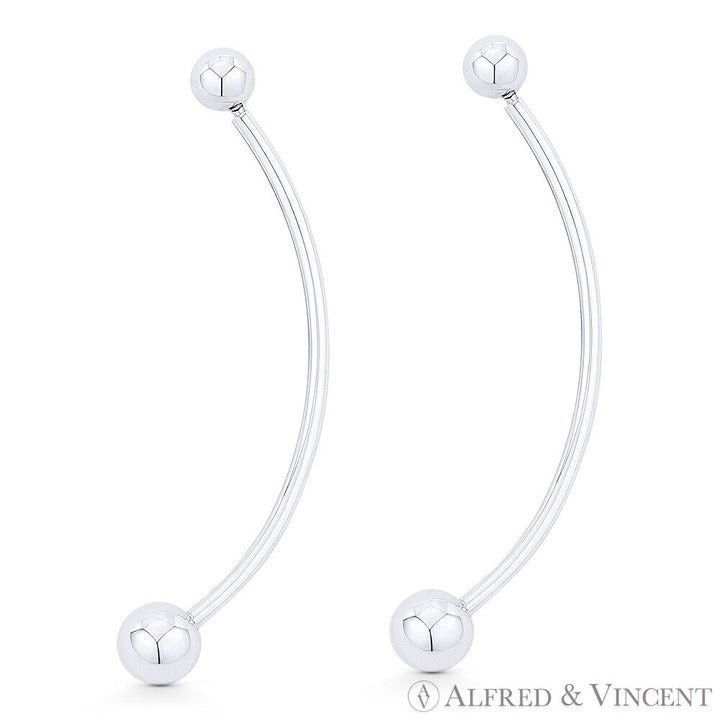 Other Curved Barbell Drop Earrings in .925 Sterling Silver Size ONE SIZE - 1 Preview