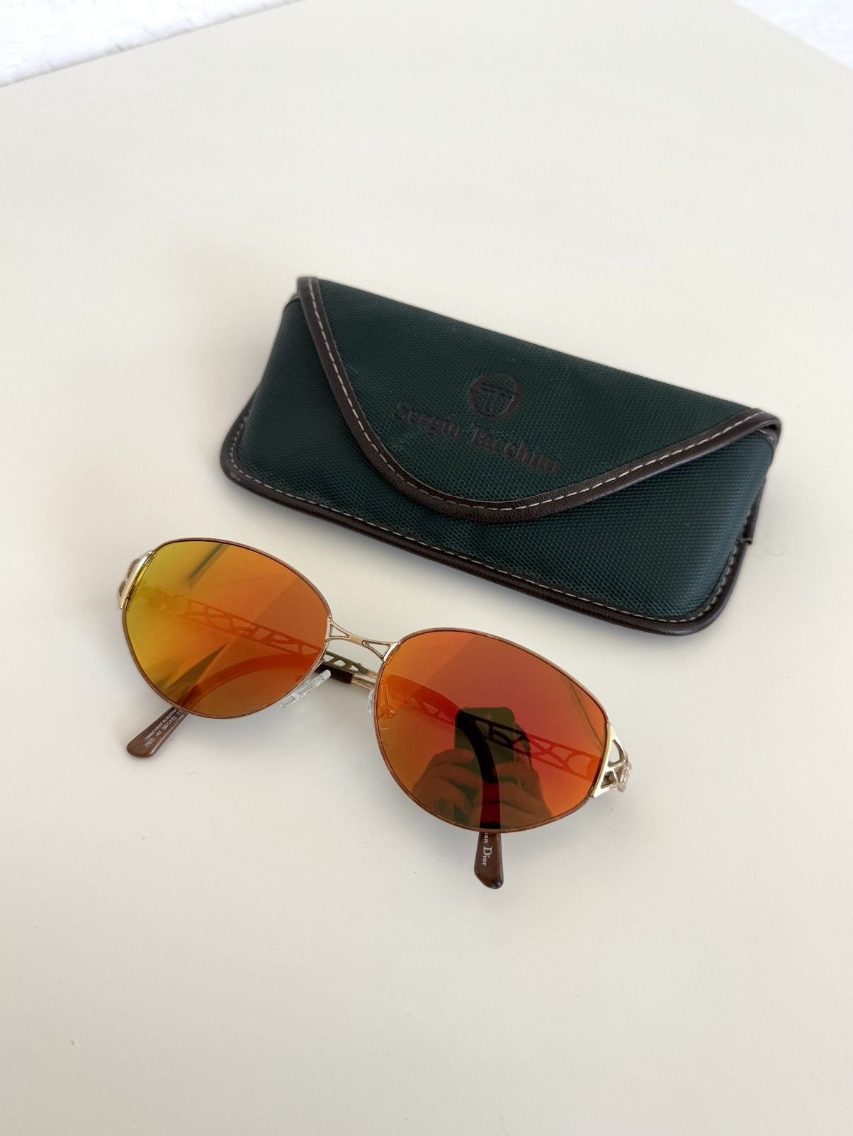 Dior ★ DIOR 2925 CD GOLD CHAMELEON ART DECO SUNGLASSES 90S Size ONE SIZE - 12 Thumbnail