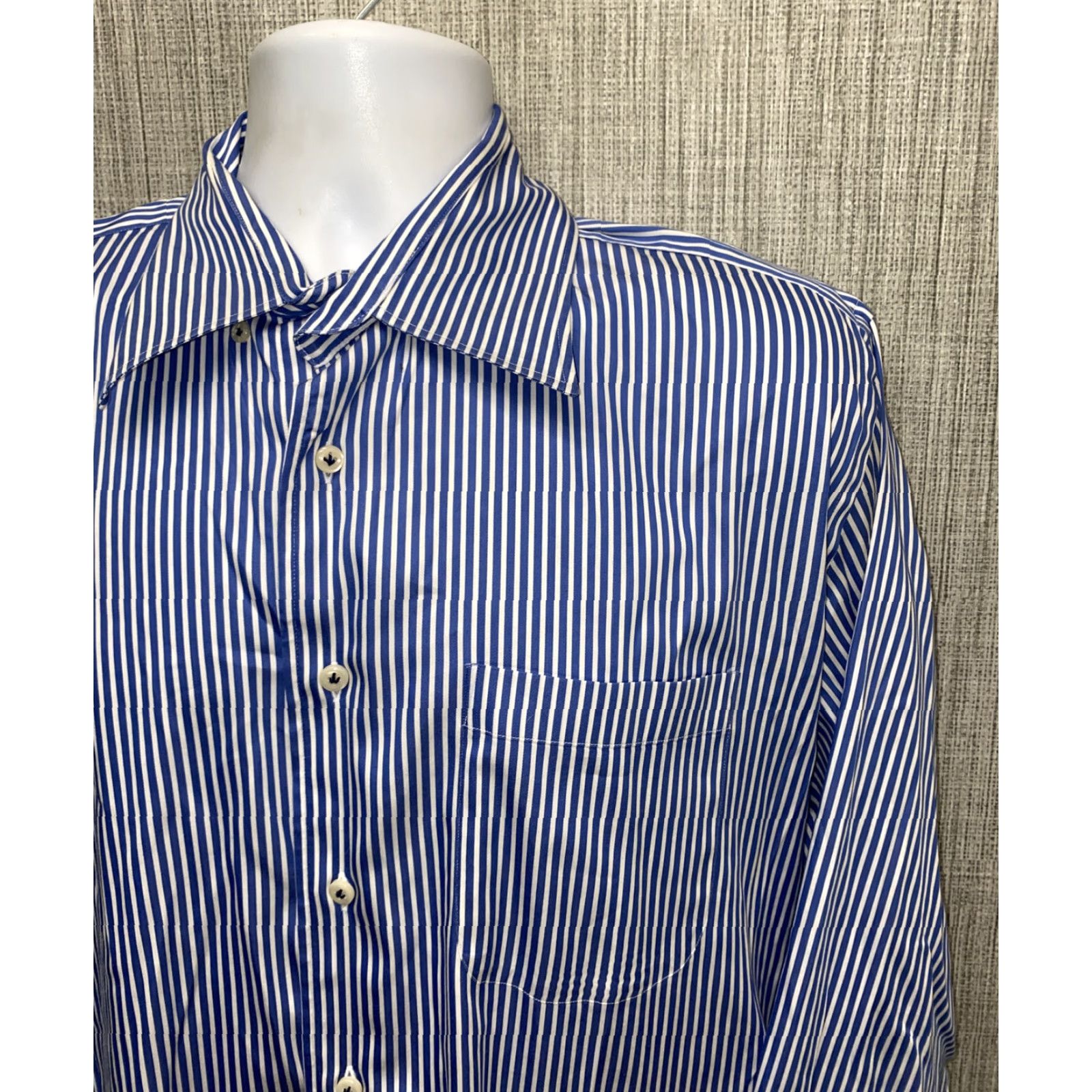 Peter Millar Peter Millar Men's Long Sleeve Button-Up Shirt Size Large Blue White Striped Cotton Blend Multi-Color Size US L / EU 52-54 / 3 - 2 Thumbnail