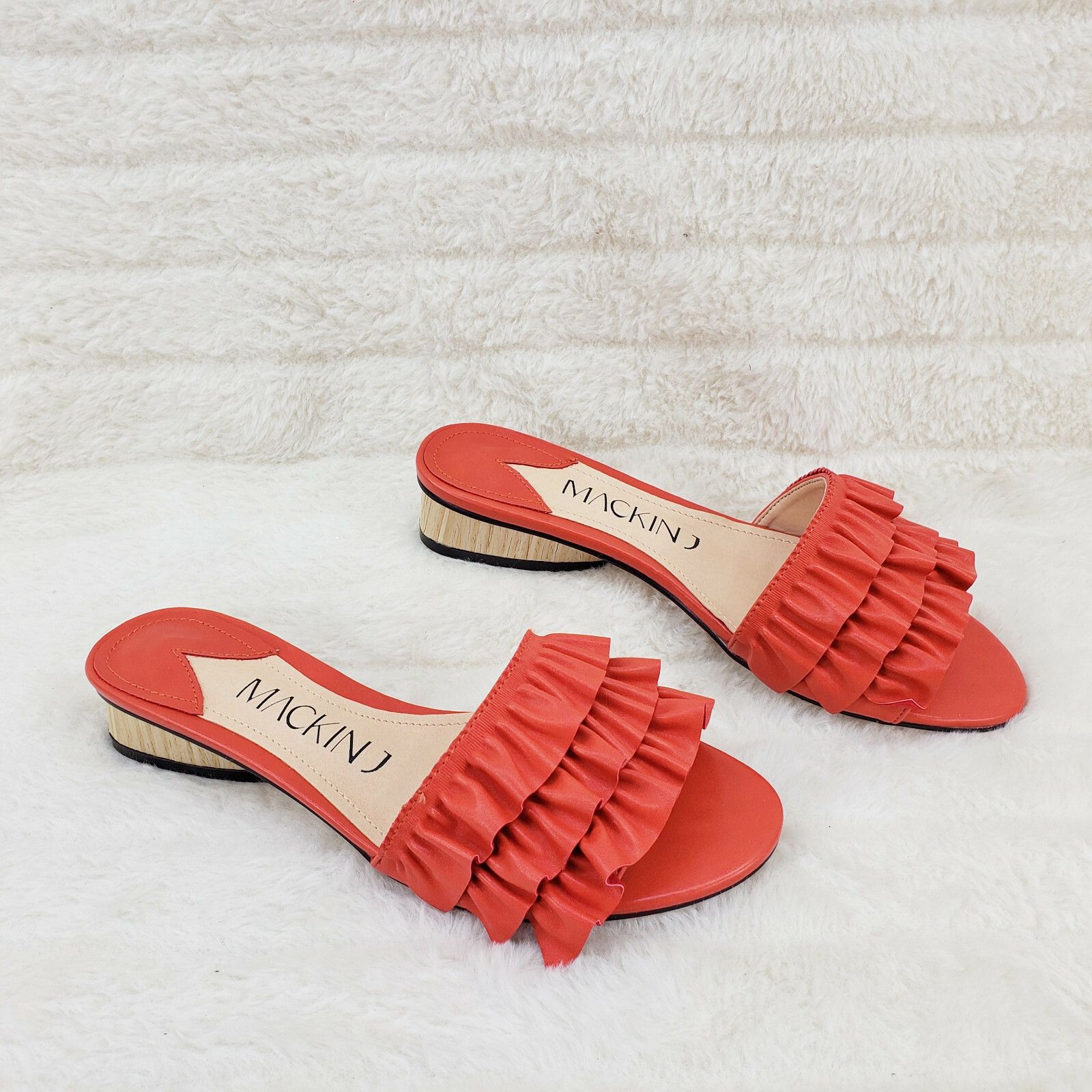Other Mac J Orange Ruffle Wave Slip On Flats Mules Clog Slipper S Size US 8 / IT 38 - 1 Thumbnail
