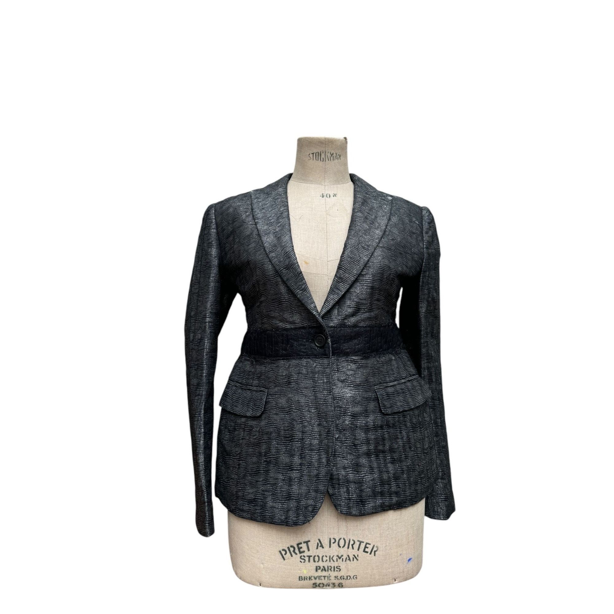 Miu Miu Grey Metallized Blazer Jacket Size M / US 6-8 / IT 42-44 - 1 Thumbnail