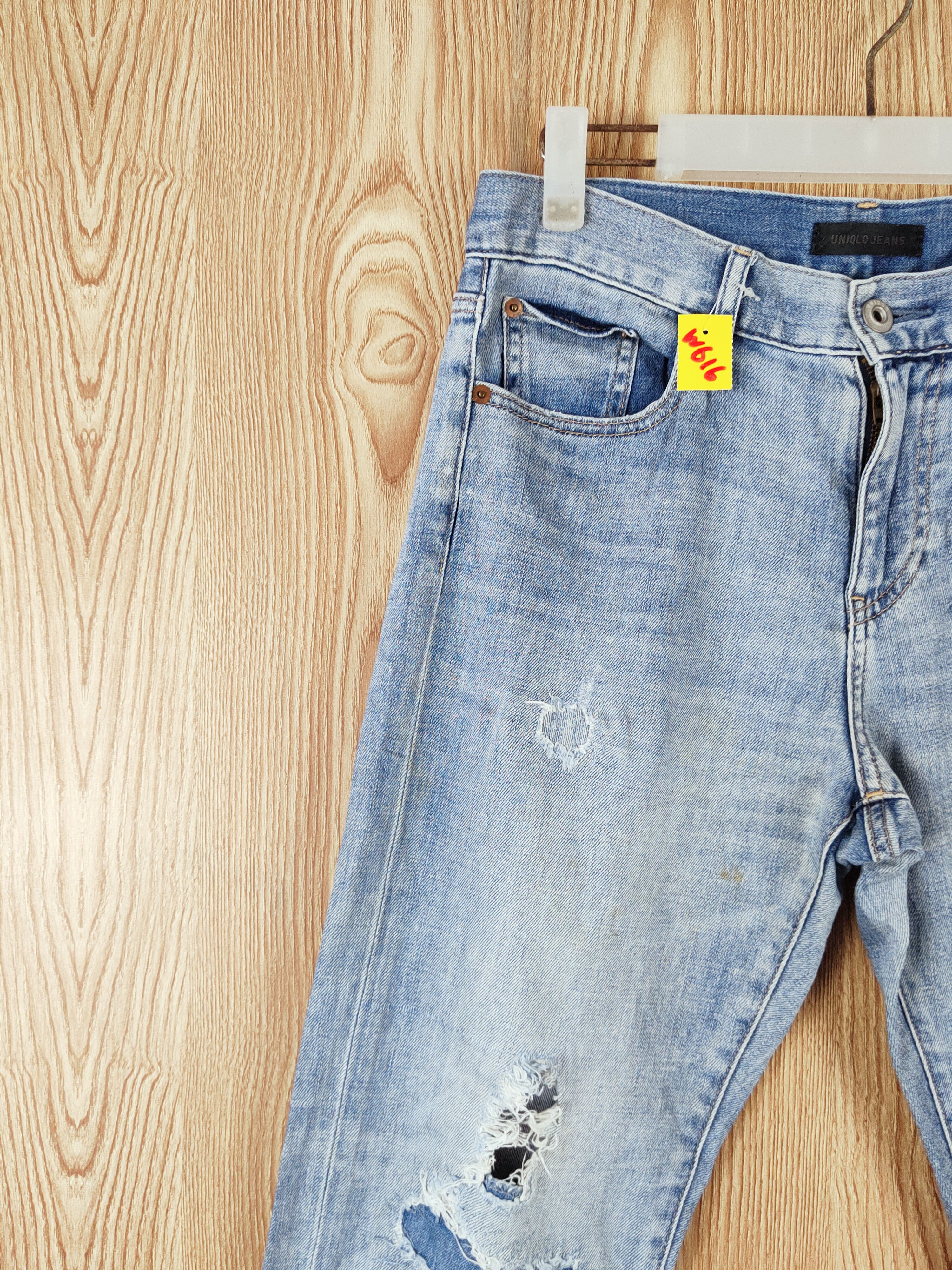 Japanese Brand Uniqlo japan vintage Blue Distressed Ripped Jeans #W616 Size US 30 / EU 46 - 3 Thumbnail