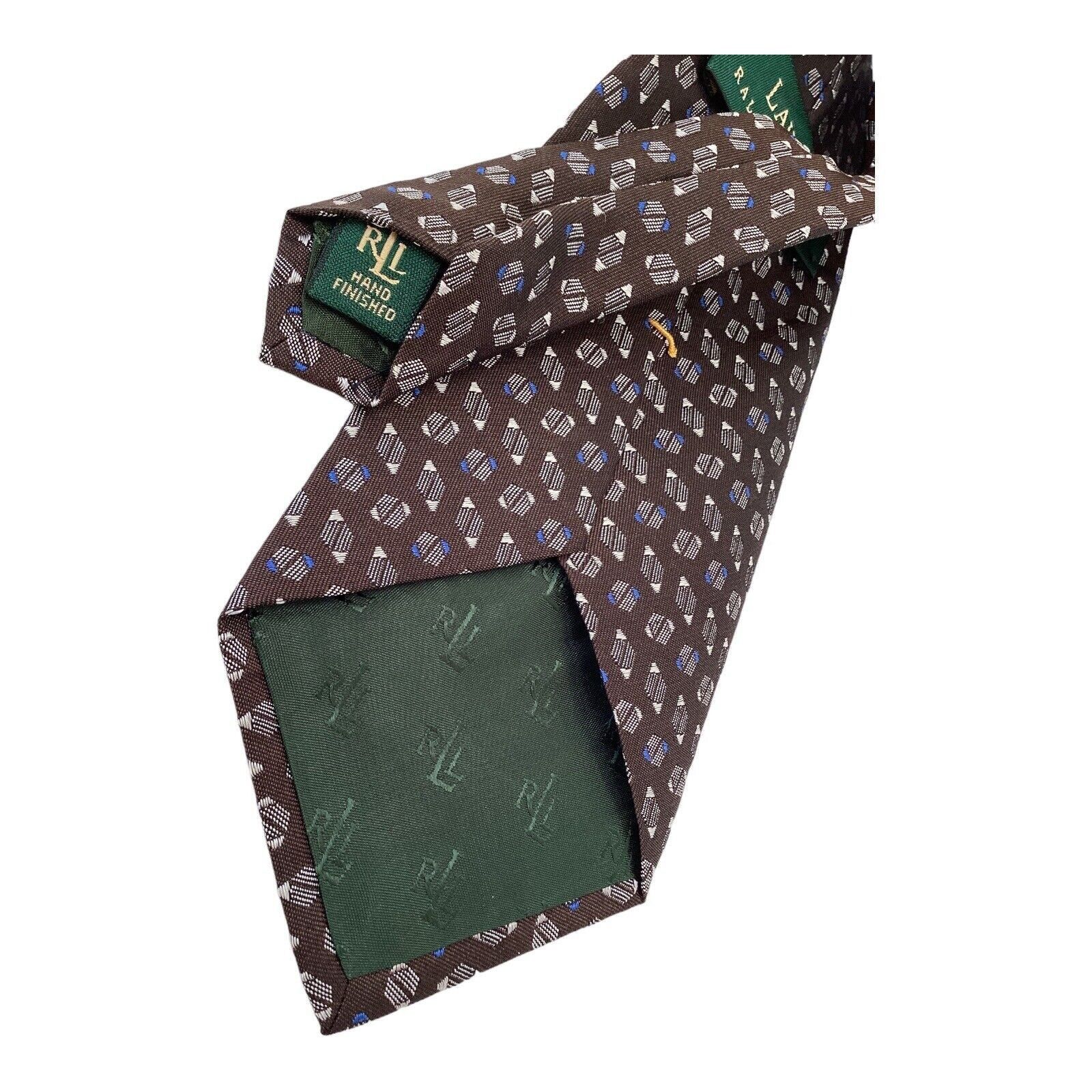 Ralph Lauren LAUREN RALPH LAUREN Brown Geometric Luxury Silk Tie Made In Size ONE SIZE - 4 Thumbnail