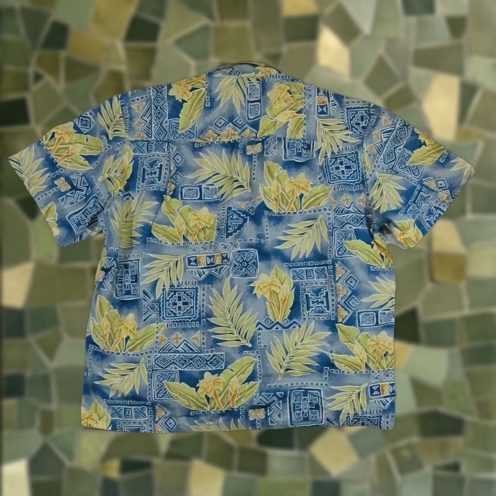 Paradise VINTAGE Paradise Style Cotton Blue Yellow Green Floral Hawaiian Shirt Men XL Size US XL / EU 56 / 4 - 1 Thumbnail