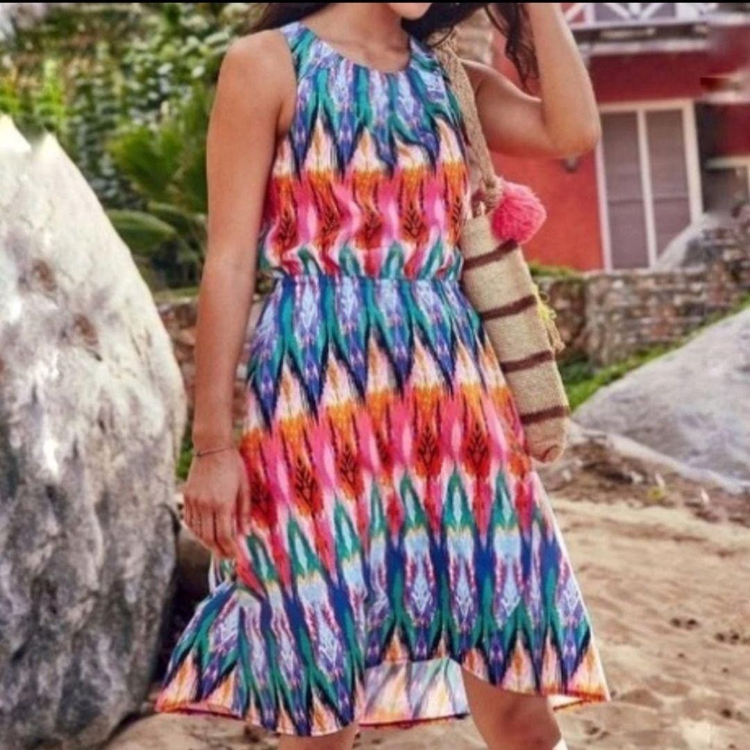Athleta Athleta M Artsy Dress Tassels Sleeveless Ikat Martinique Ath Size M / US 6-8 / IT 42-44 - 1 Thumbnail