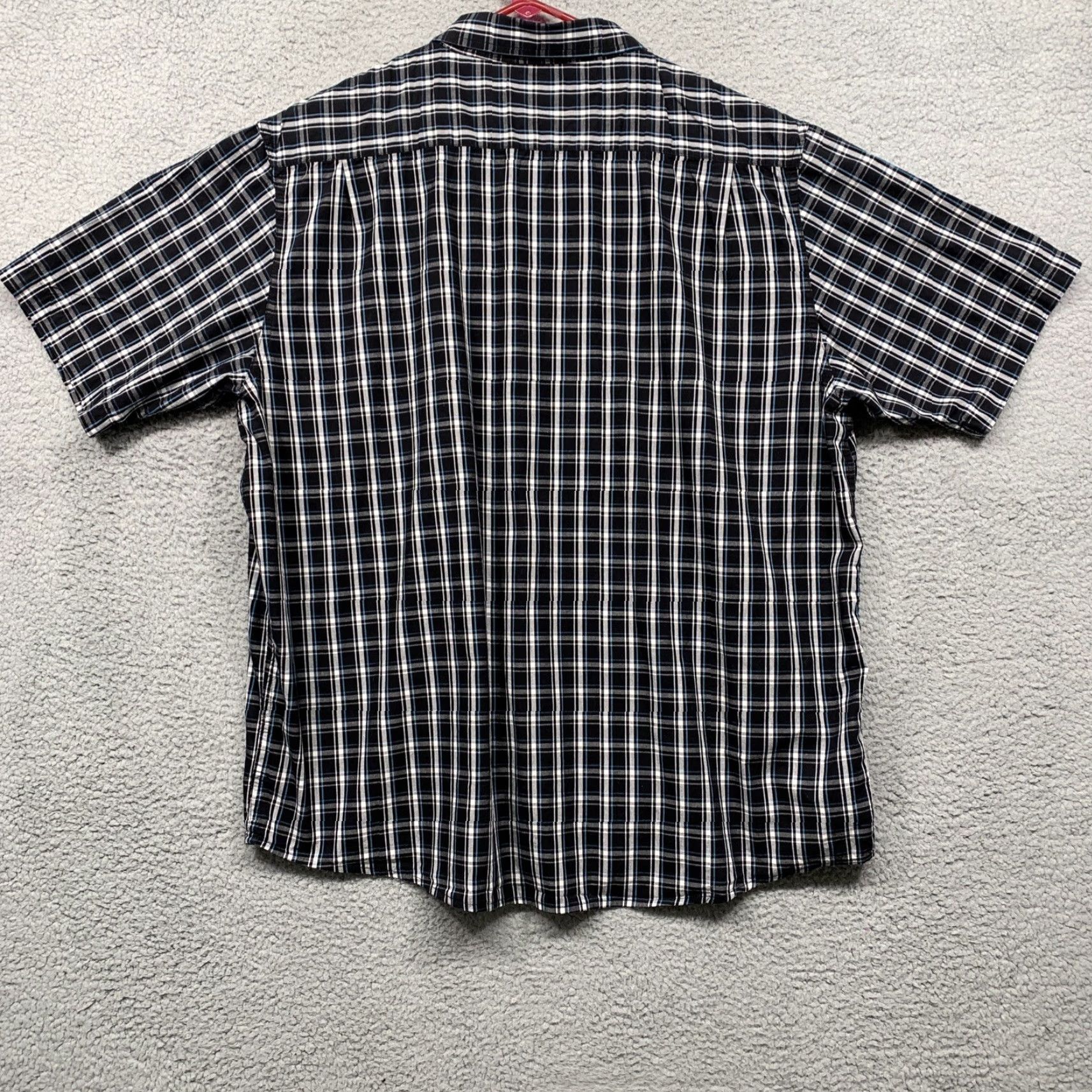 Wrangler Wrangler Button-Up Shirt Men’s 2XL Short Sleeve Black Blue White Plaid Shirt, 100% Cotton, Button Closure, 46 in Chest, Regular Fit, Big & Tall, Men Size US XXL / EU 58 / 5 - 4 Thumbnail