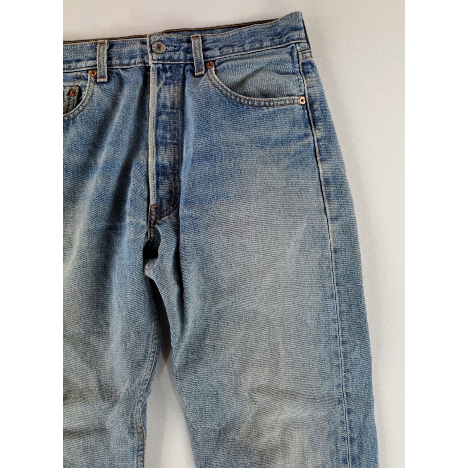 Levi's Levi's 501 Jeans Whiskering Mens 32x34 Hemmed 32 Blue Straight 501 Men Inseam 31 Regular Size US 32 / EU 48 - 5 Thumbnail