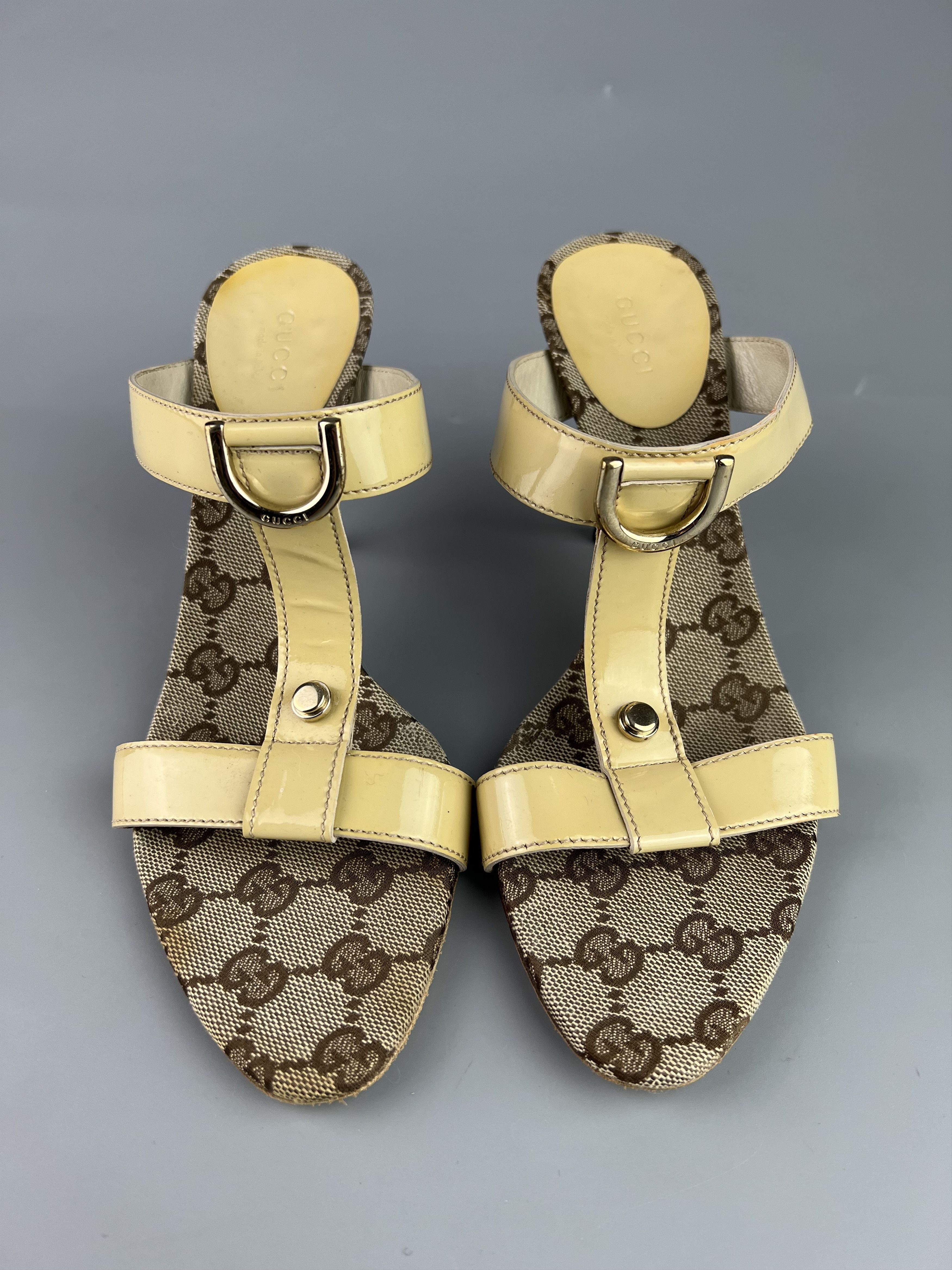 靴 Vintage Gucci Monogram Heel Mules 36 C Gucci Monogram Mules 36