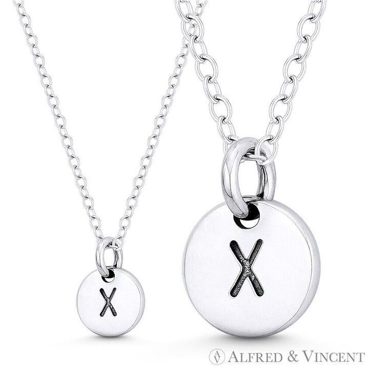 Other Initial Letter "X" Engraved Tiny Circle Pendant Size ONE SIZE - 1 Preview