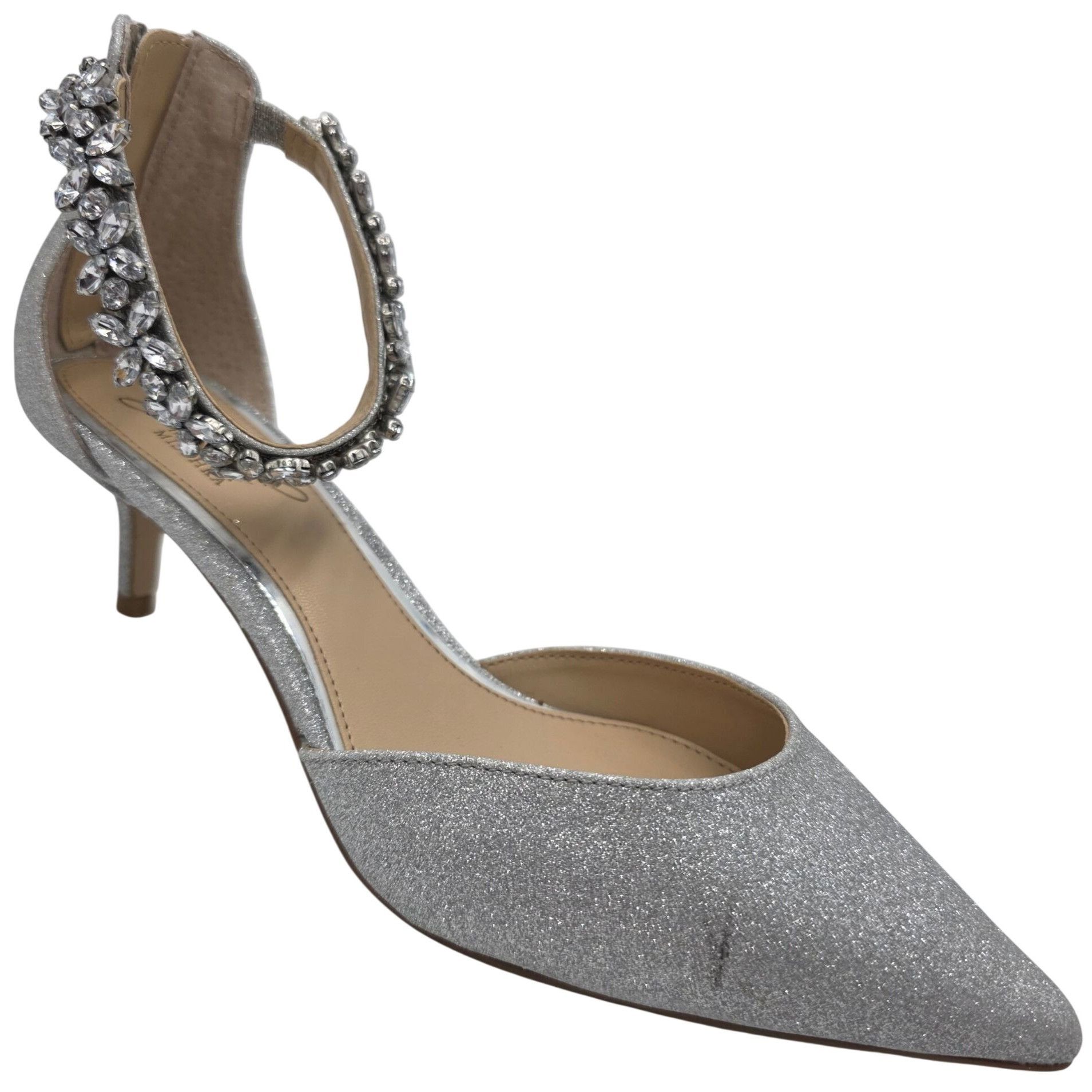 Badgley Mischka Jewel Badgley Mischka Women 7.5 Silver Robles Crystal Kitten Size US 7.5 / IT 37.5 - 1 Thumbnail