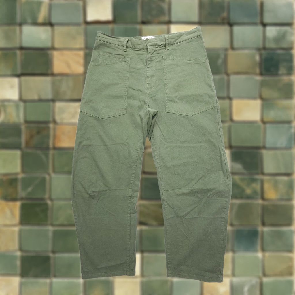 Nili Lotan Nili Lotan Pants Womens 6 Green Shon 33x25 Wide Leg Crop Baggy Barrel USA Size 28" / US 6 / IT 42 - 1 Thumbnail