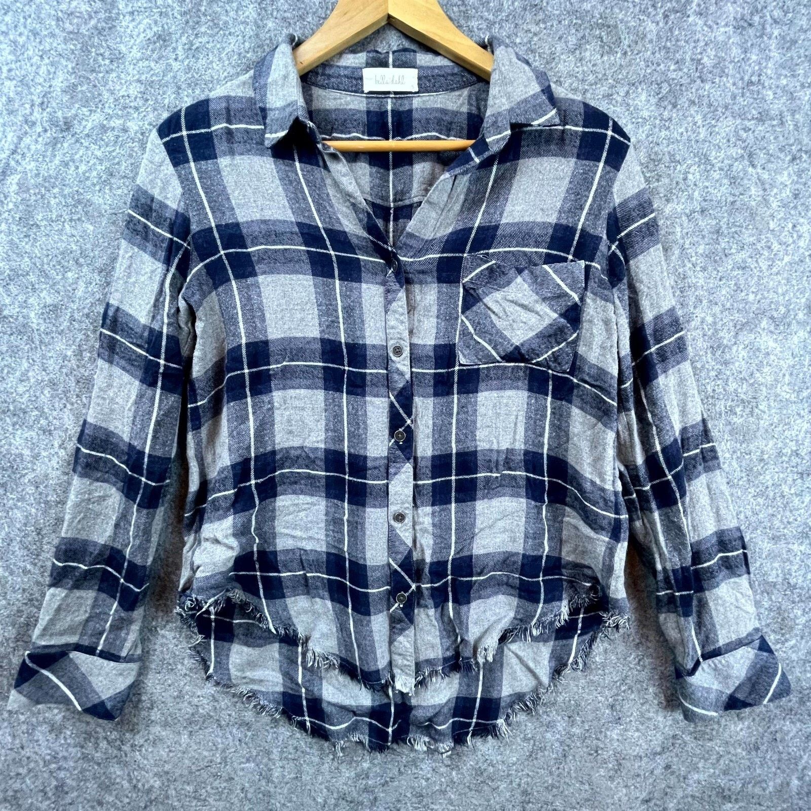 Bella Dahl Bella Dahl Flannel Shirt Women S Gray Blue Plaid Grunge 90s Size L / US 10 / IT 46 - 1 Thumbnail
