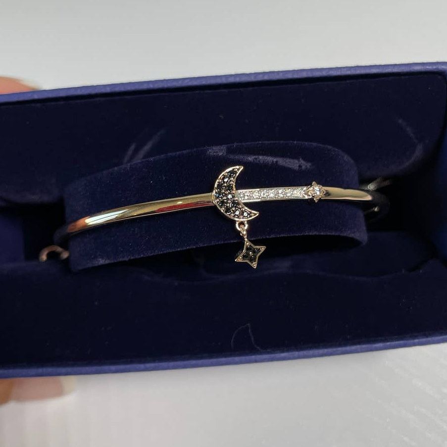 Swarovski Swarovski Crystal Duo Moon Black Rose Gold-Tone Bangle Size ONE SIZE - 5 Thumbnail