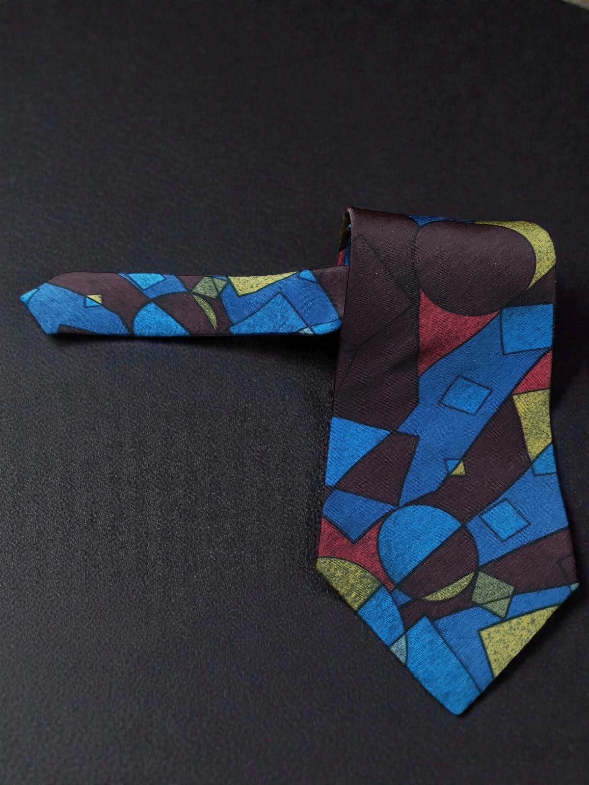 Bugle Boy Vintage Classic Bugle Boy Men's Tie with Geometric Pattern Size ONE SIZE - 2 Thumbnail