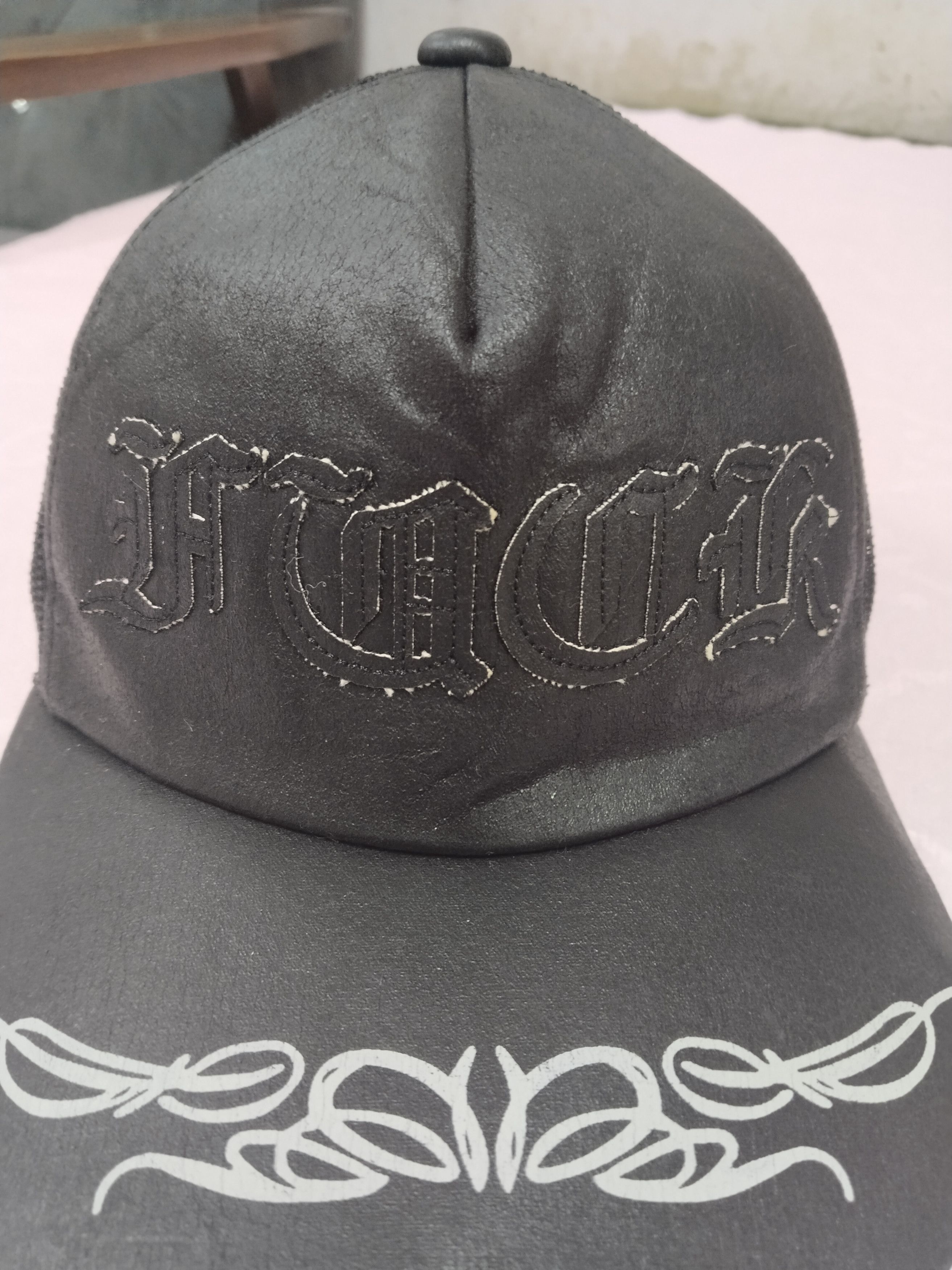 Japanese Brand VINTAGE FUCK SPELLOUT PU LEATHER CAP Size ONE SIZE - 2 Thumbnail