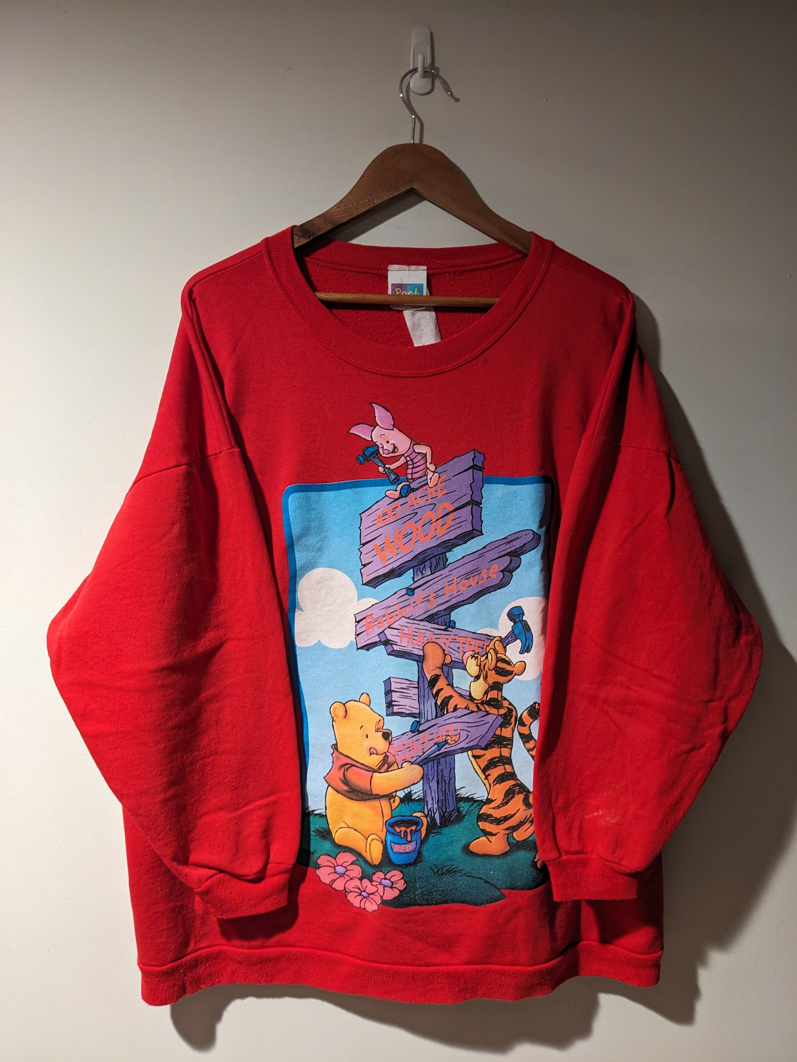 Disney × Vintage Vintage 90s Winnie the Pooh 100 Acre Light Weight Sweatshirt Size US XL / EU 56 / 4 - 1 Thumbnail
