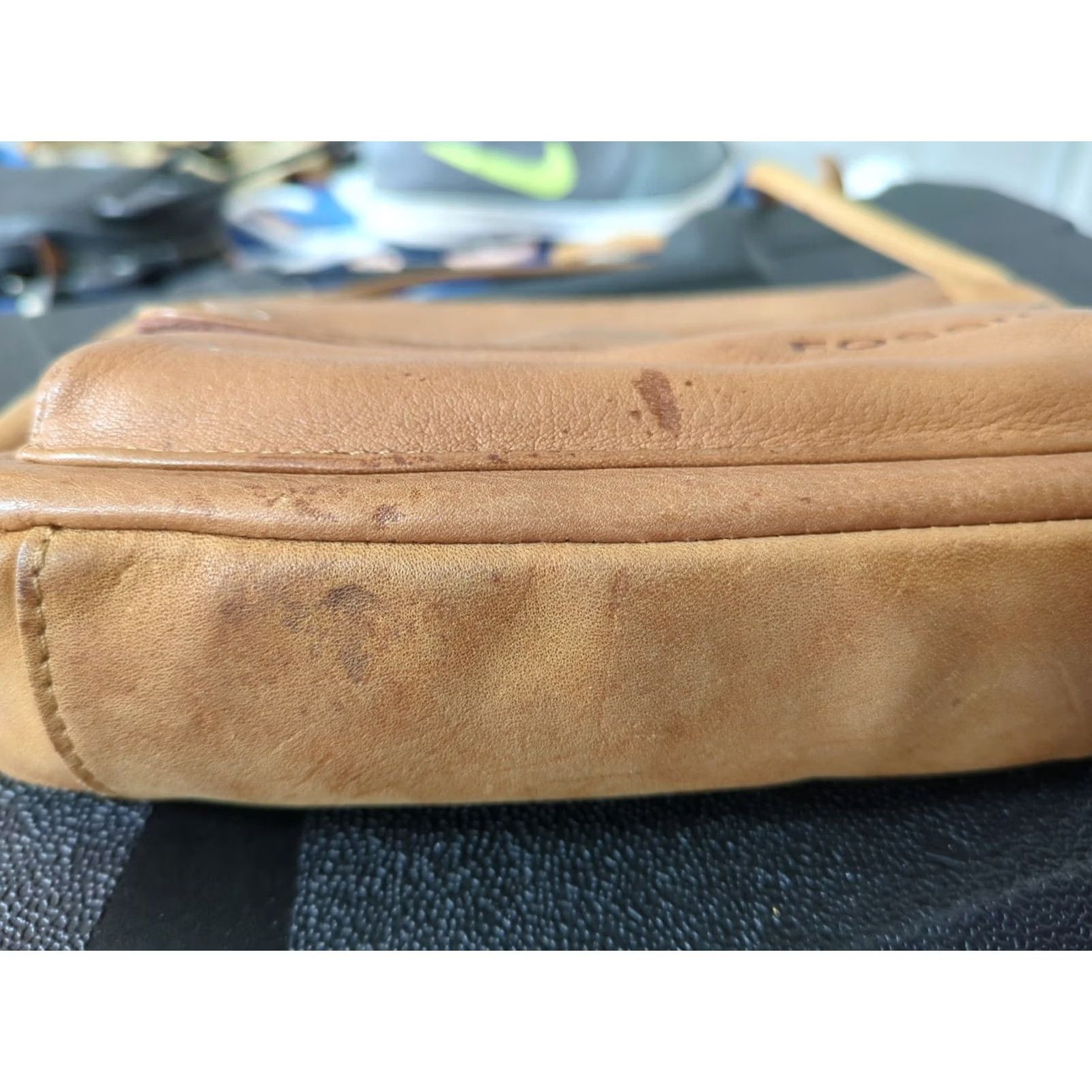 Fossil Fossil Riley Crossbody Bag Orange Small Leather Pouch Women Addl Details 9" Strap 24.5in Zipper Size ONE SIZE - 6 Thumbnail