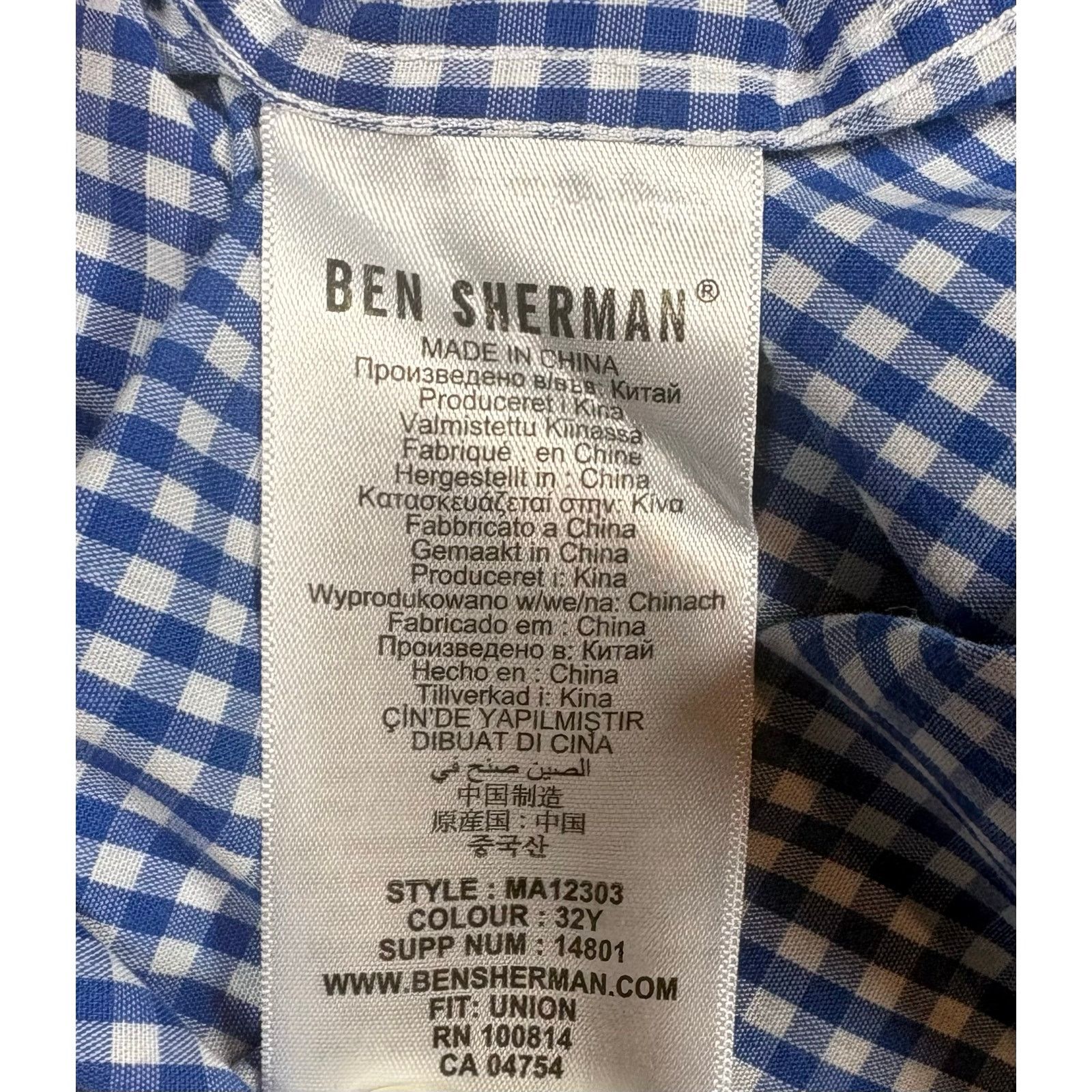 Ben Sherman Ben Sherman Blue Gingham Shirt Long Sleeve Size Medium #0483 Size US M / EU 48-50 / 2 - 4 Thumbnail