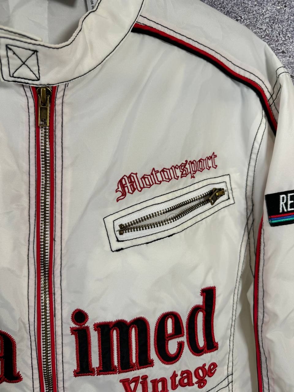 Vintage Reclaimed Vintage Biker Jacket Nylon White Men's Xs size Size US XS / EU 42 / 0 - 12 Thumbnail