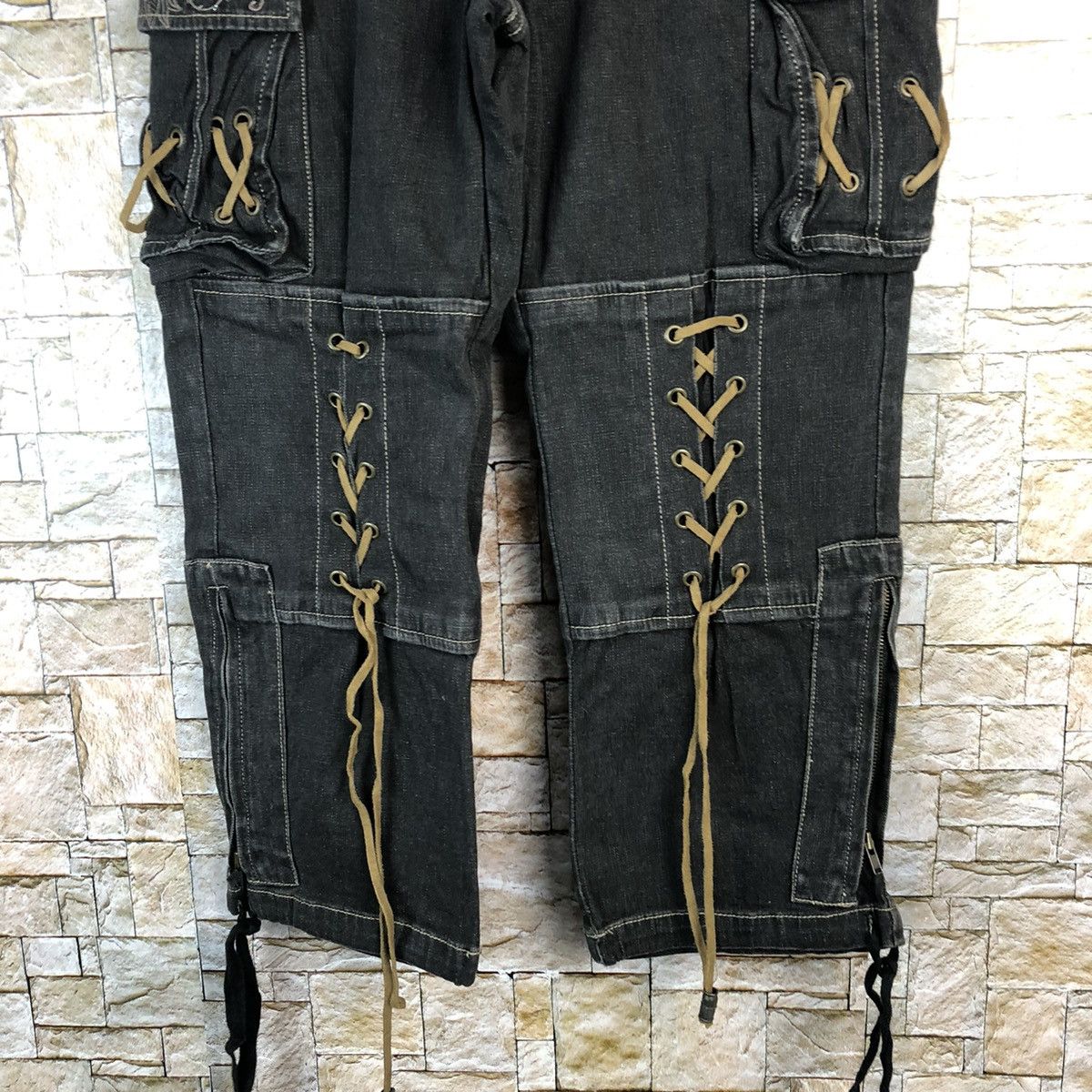 Japanese Brand Maliani Black Cropped seditionaries punk cargo Pants #A956 Size US 29 - 6 Thumbnail